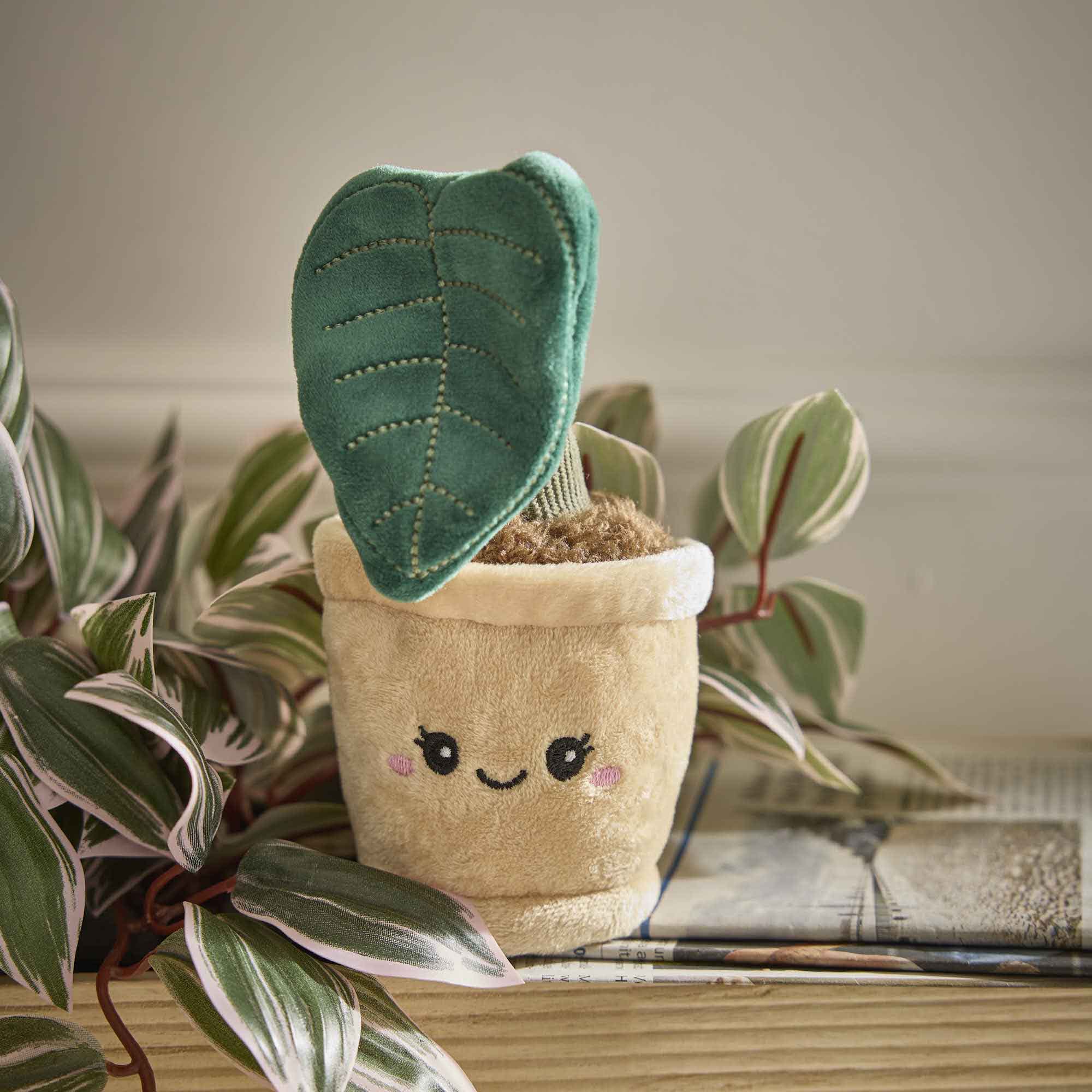 Deko-Topfpflanze mit Gesicht, Blatt, 16.5 cm