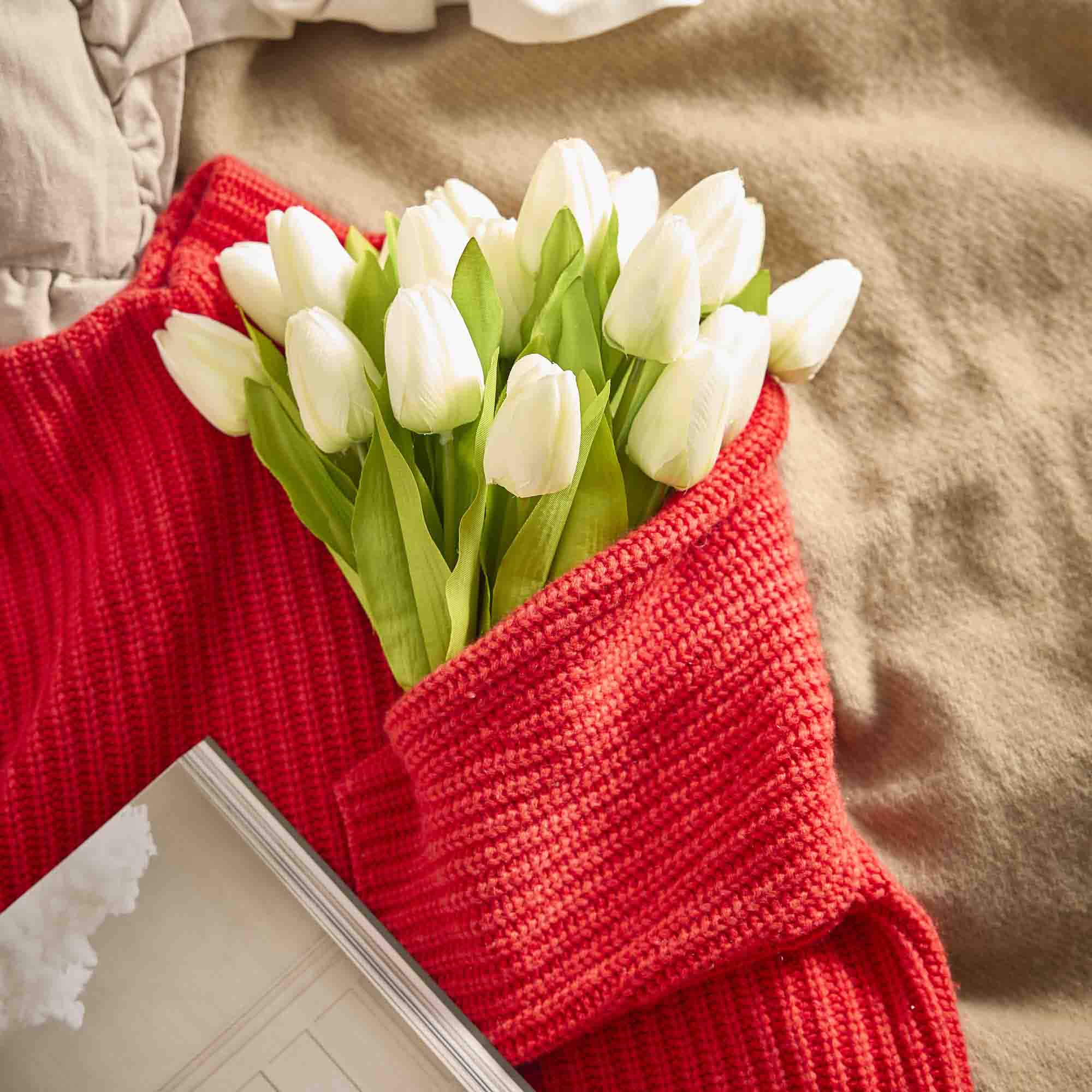 Strau&szlig; Tulpe, 6 Bl&uuml;ten, wei&szlig;, 40 cm