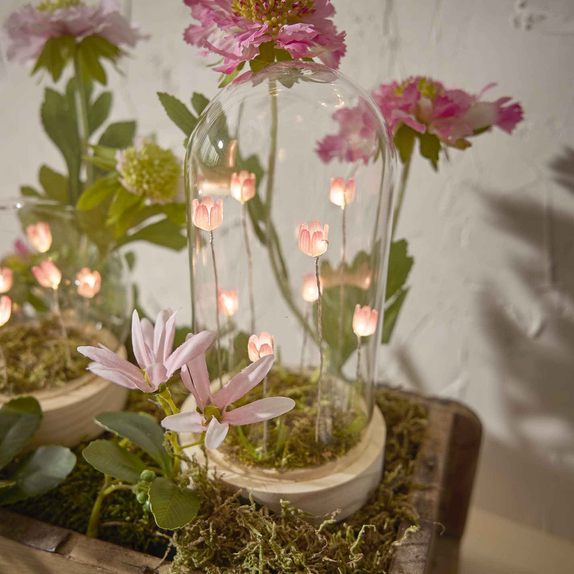 LED-Glocke Blumen, rosa, 18 cm