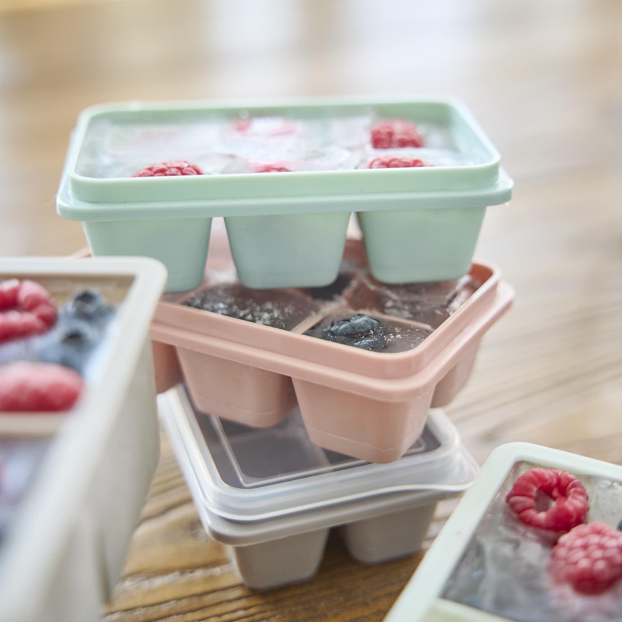 3er Set Eiswürfelform Mini, rosa/türkis/grau