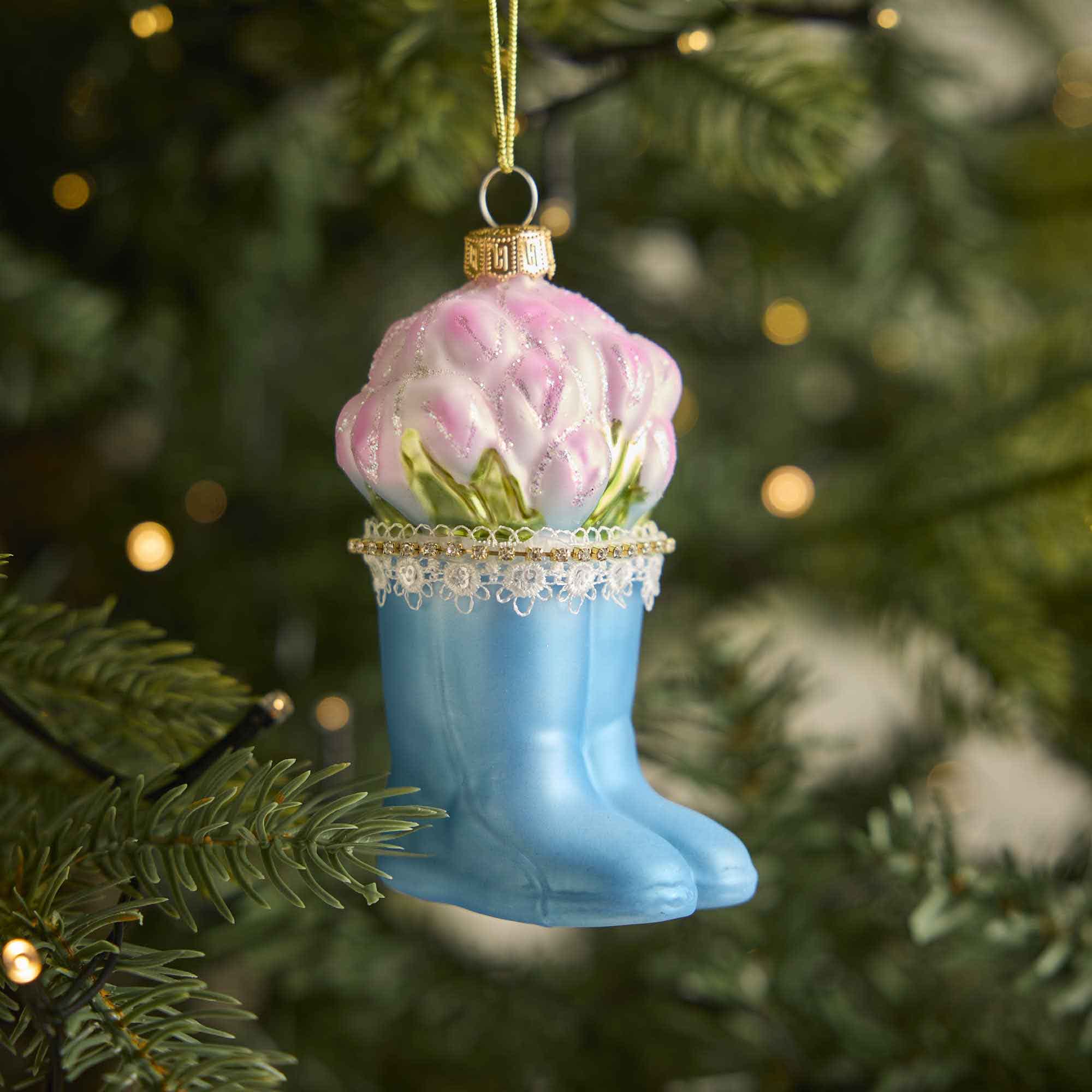 Anhänger Fancy, Edel, Gummistiefel mit Tulpen, 11.5 cm