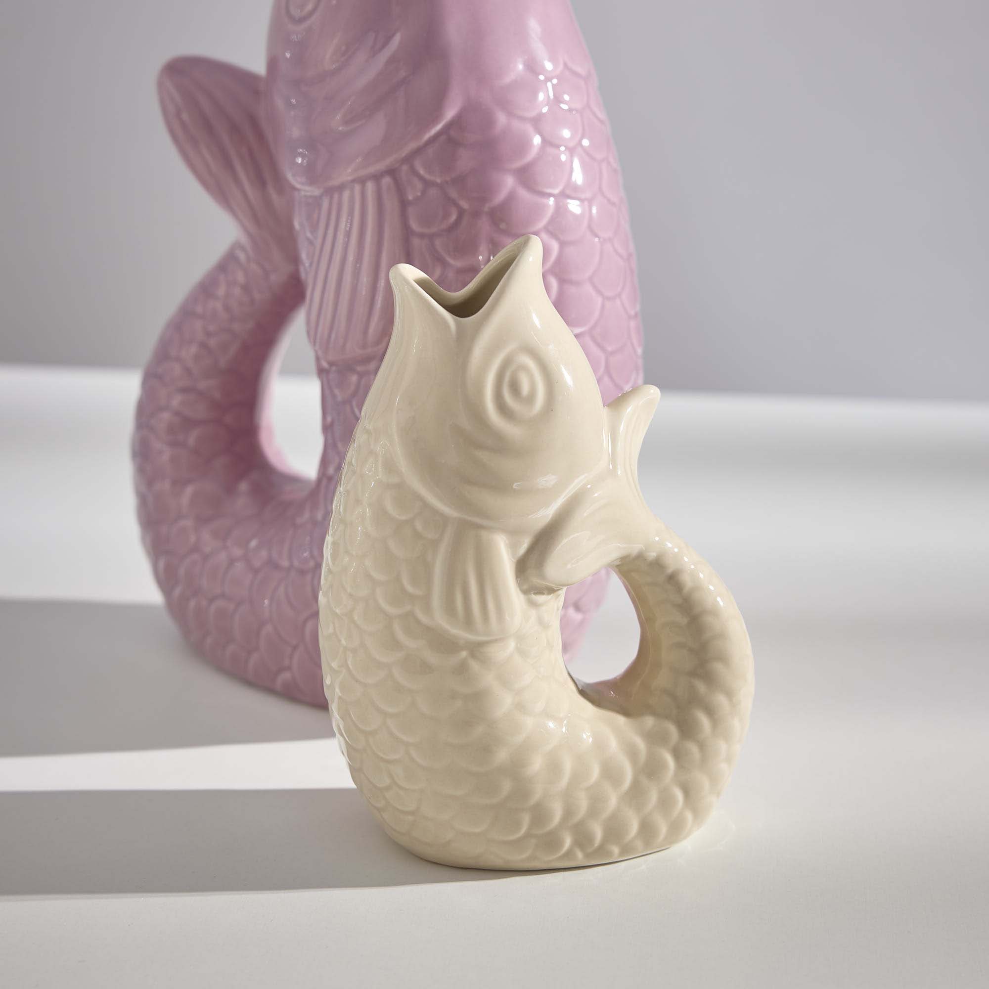 Vase Fisch, weiß, 14.5 cm