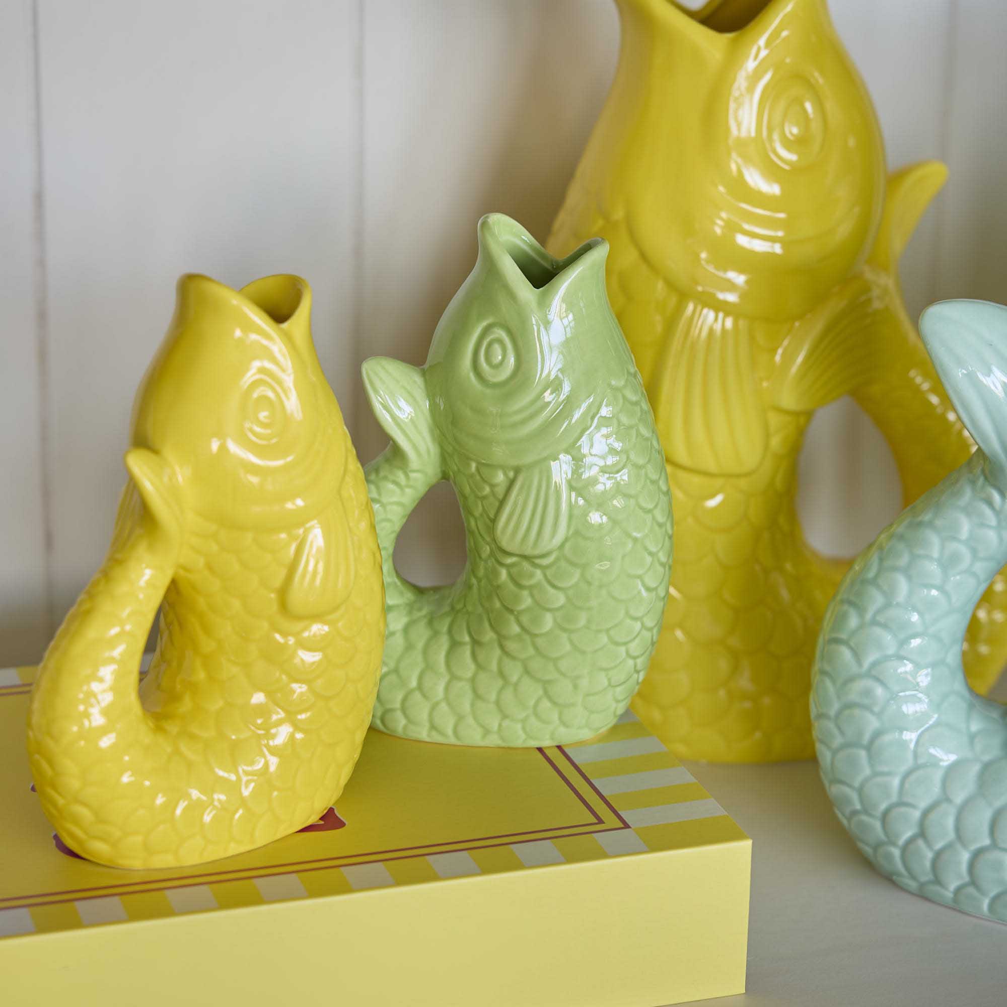 Vase Fisch, hellgrün, 14.5 cm