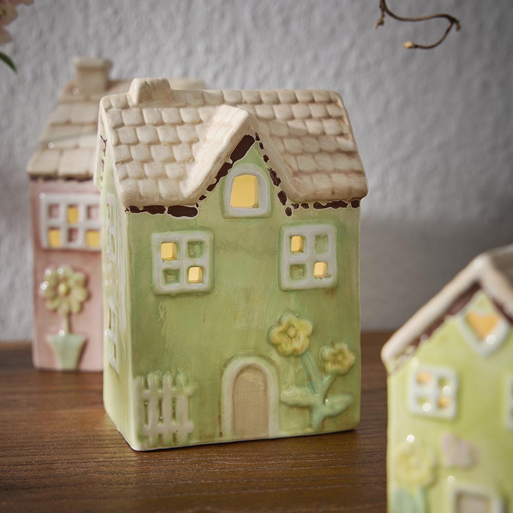 LED-Haus Fr&uuml;hling, gr&uuml;n, 17 cm