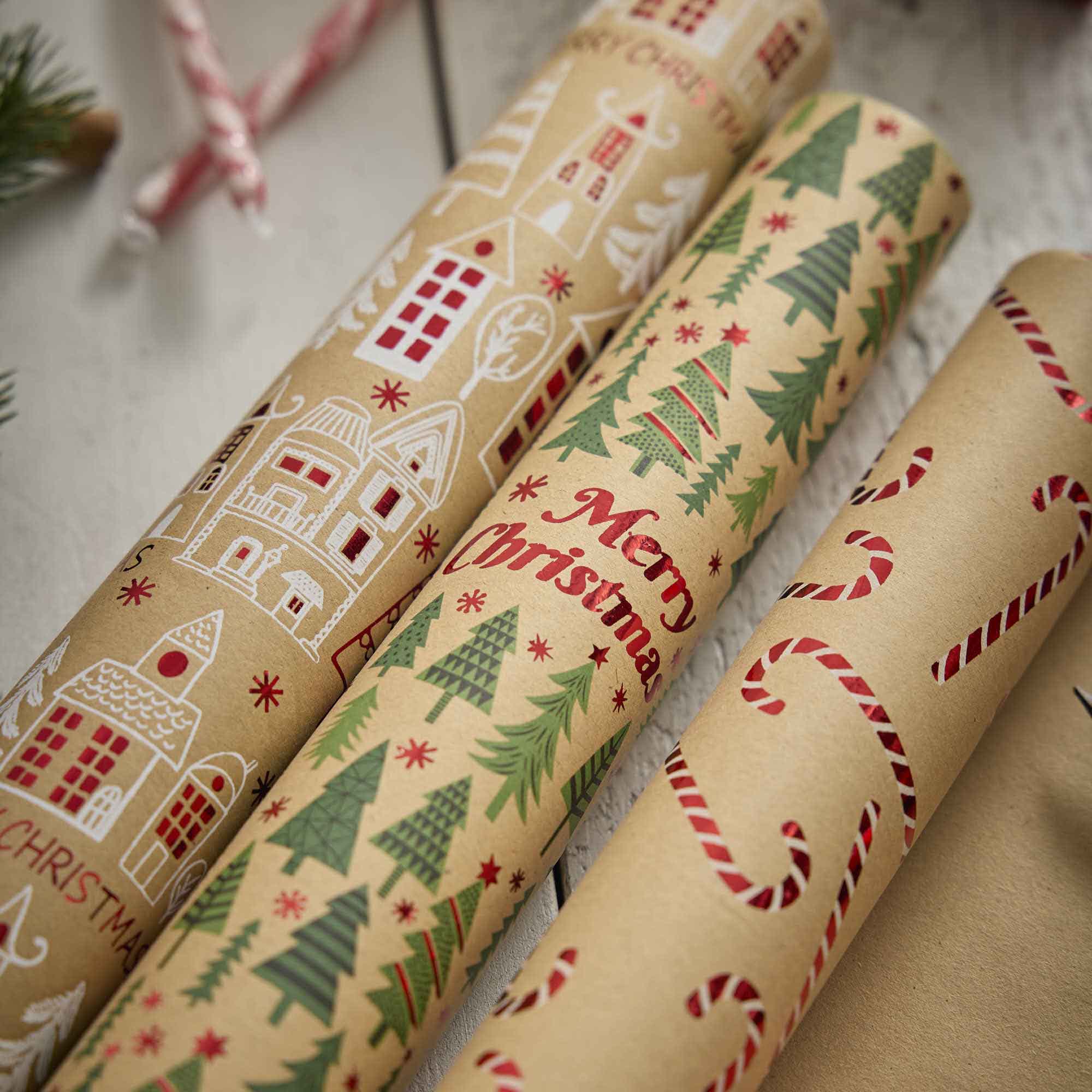 Geschenkpapier Xmas-Motiv, Baum/Schrift, 2 m