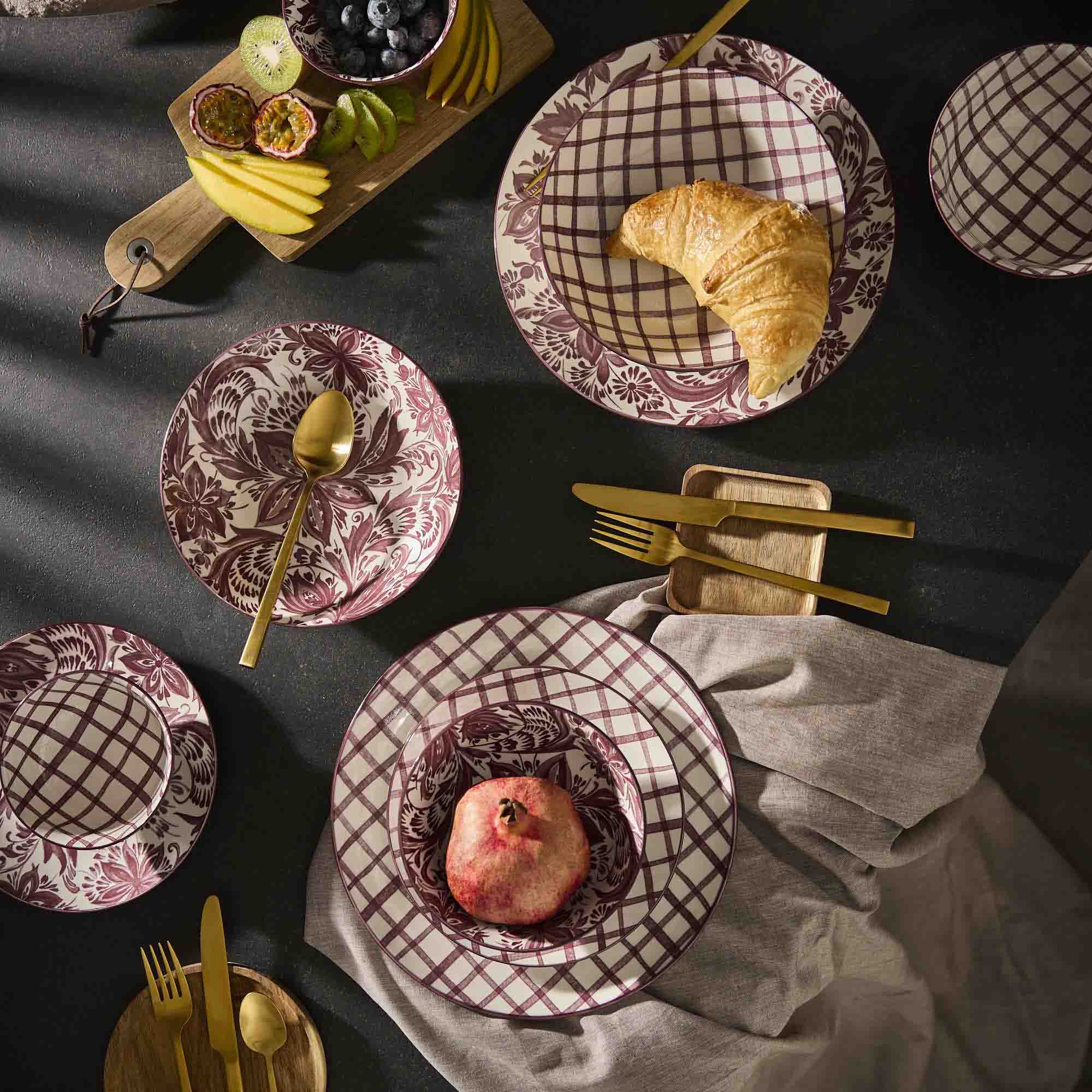 Schale Bali, Karo/lila, tief, 11.5 cm