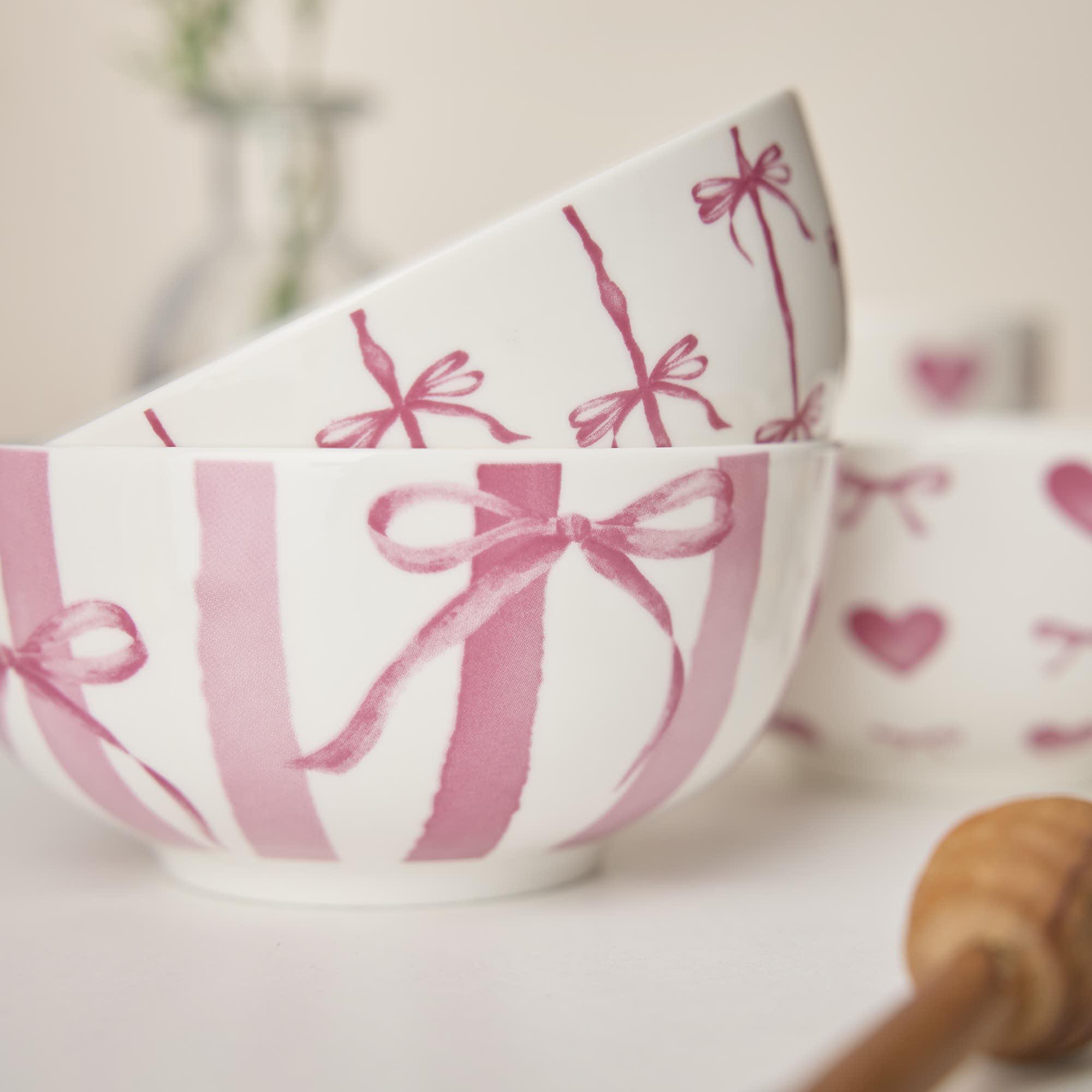 Müslischale Schleife, Streifen, 14 cm