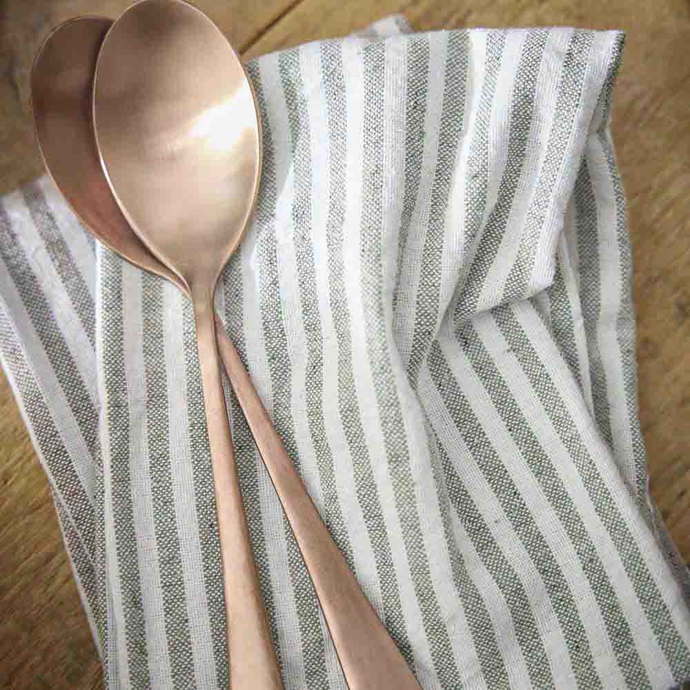 2er Set Serviette, Steifen/grün