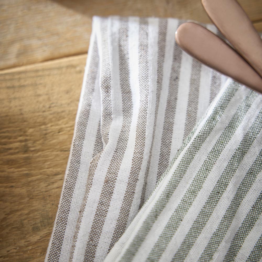 2er Set Serviette, Streifen/taupe