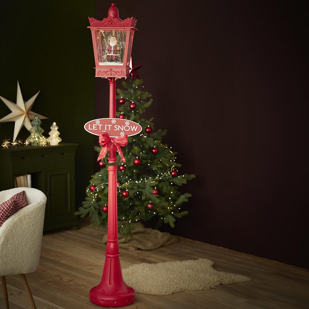Schnee-Laterne mit Sound, Santa/rot, 180 cm