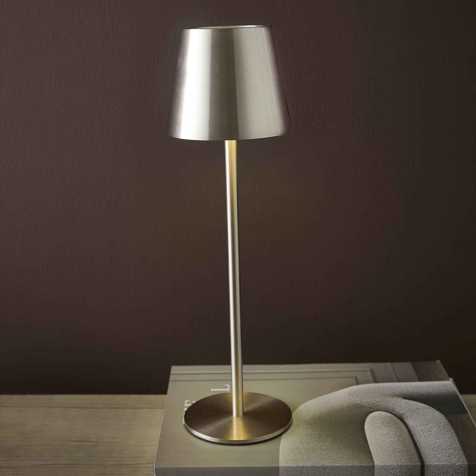 LED-Tischlampe Akku, silber, 37 cm