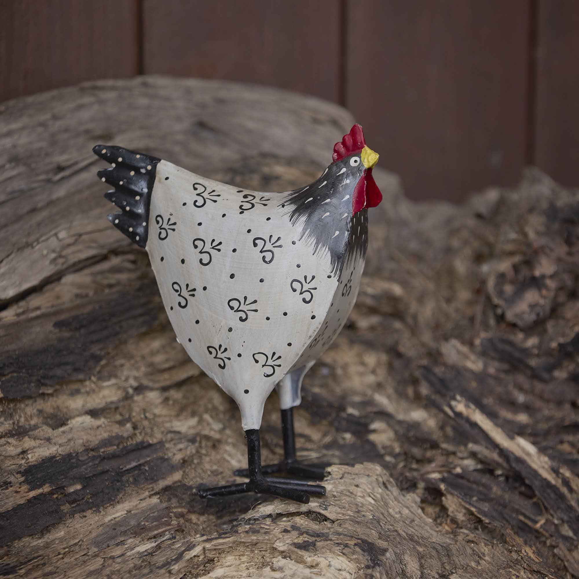 Huhn Tobi, bunt/weiß, 16 cm