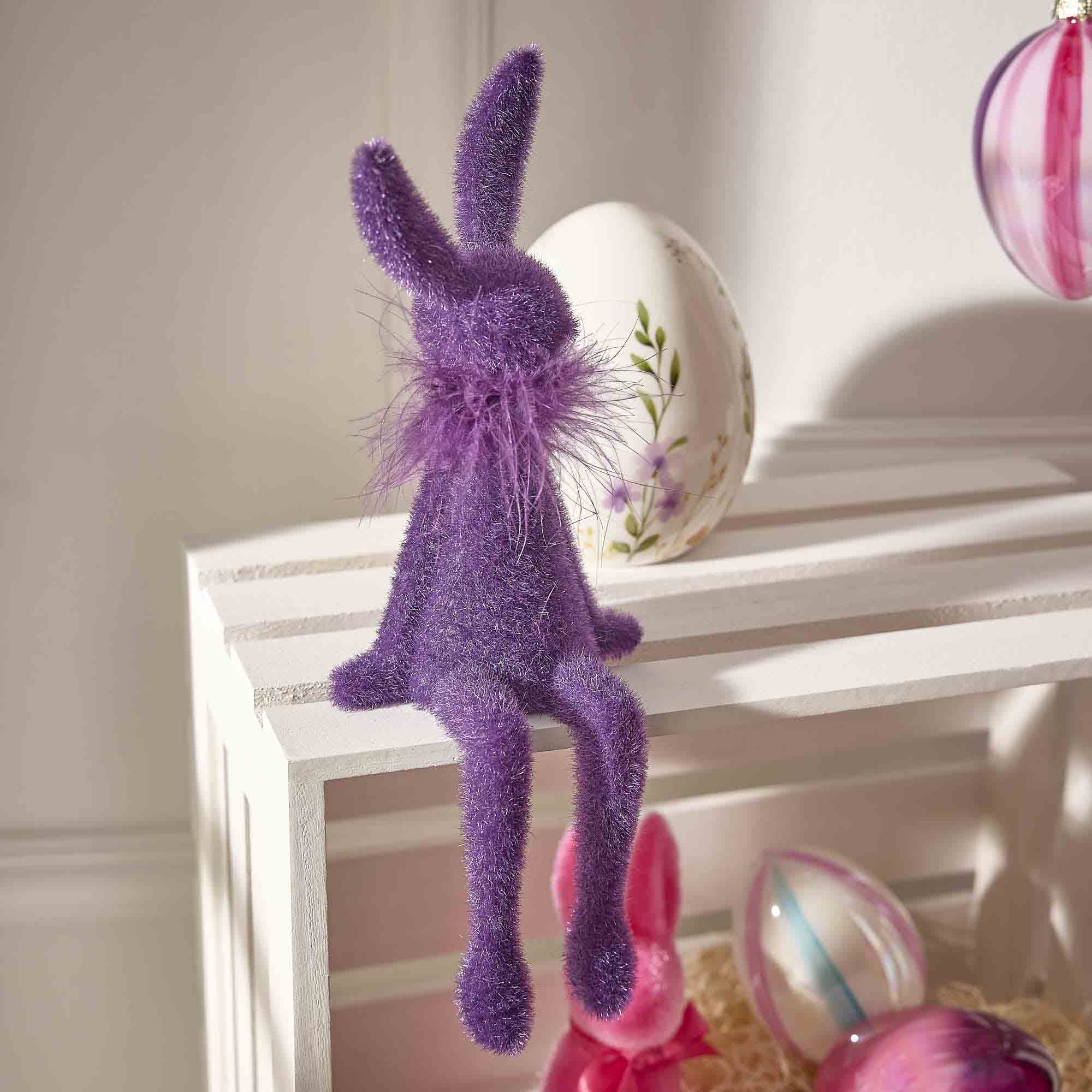 Kantenhocker Flock-Hase, lila, 29 cm