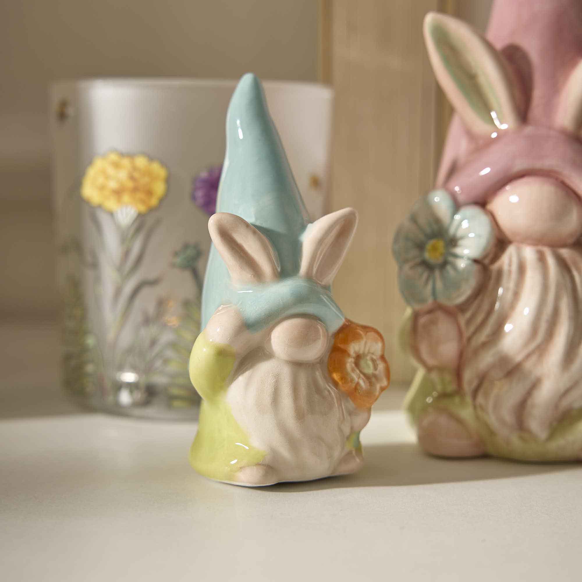 Wichtel mit Hasenohren, Blume/blau, 10 cm