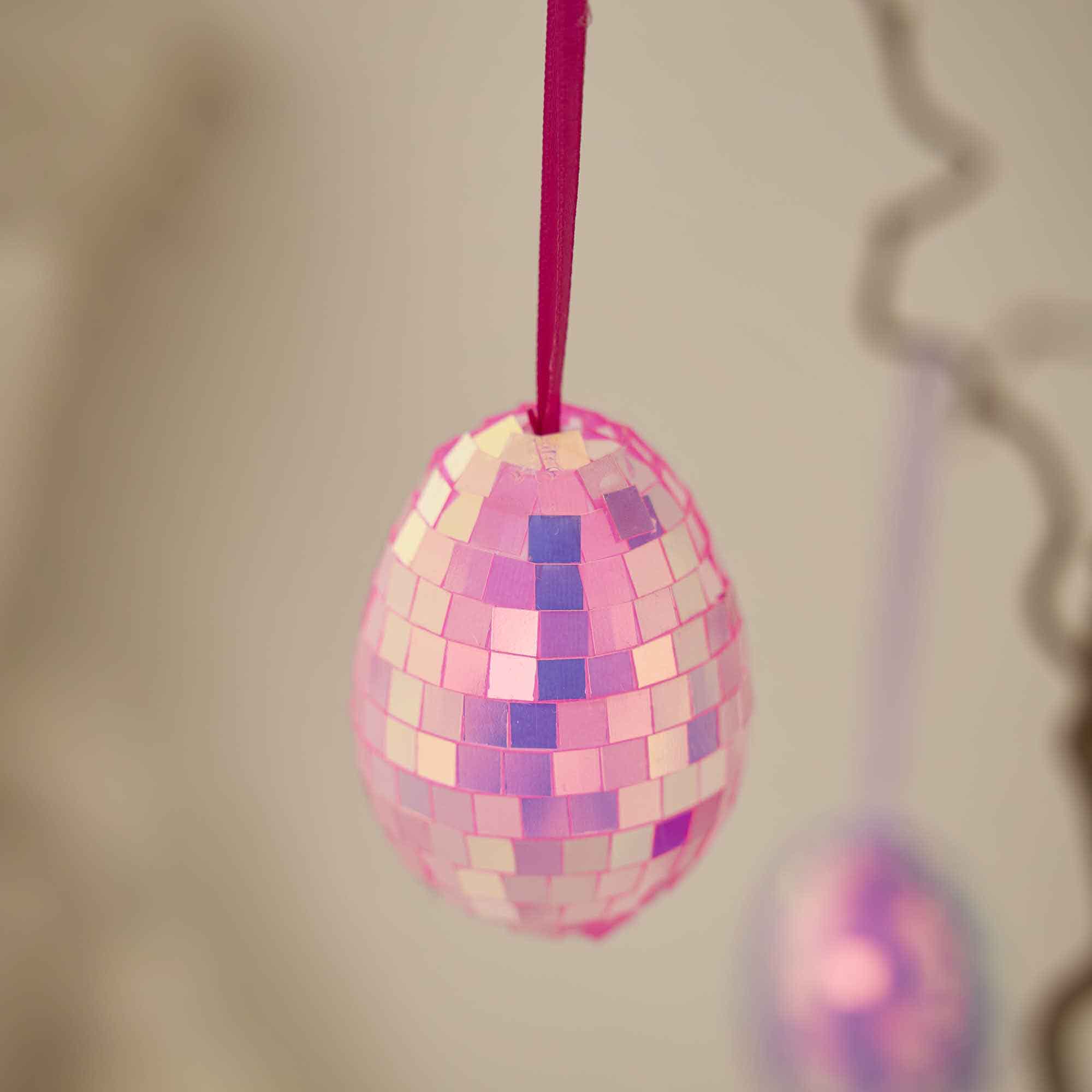 Anhänger Ei, Mosaik/pink, 6 cm