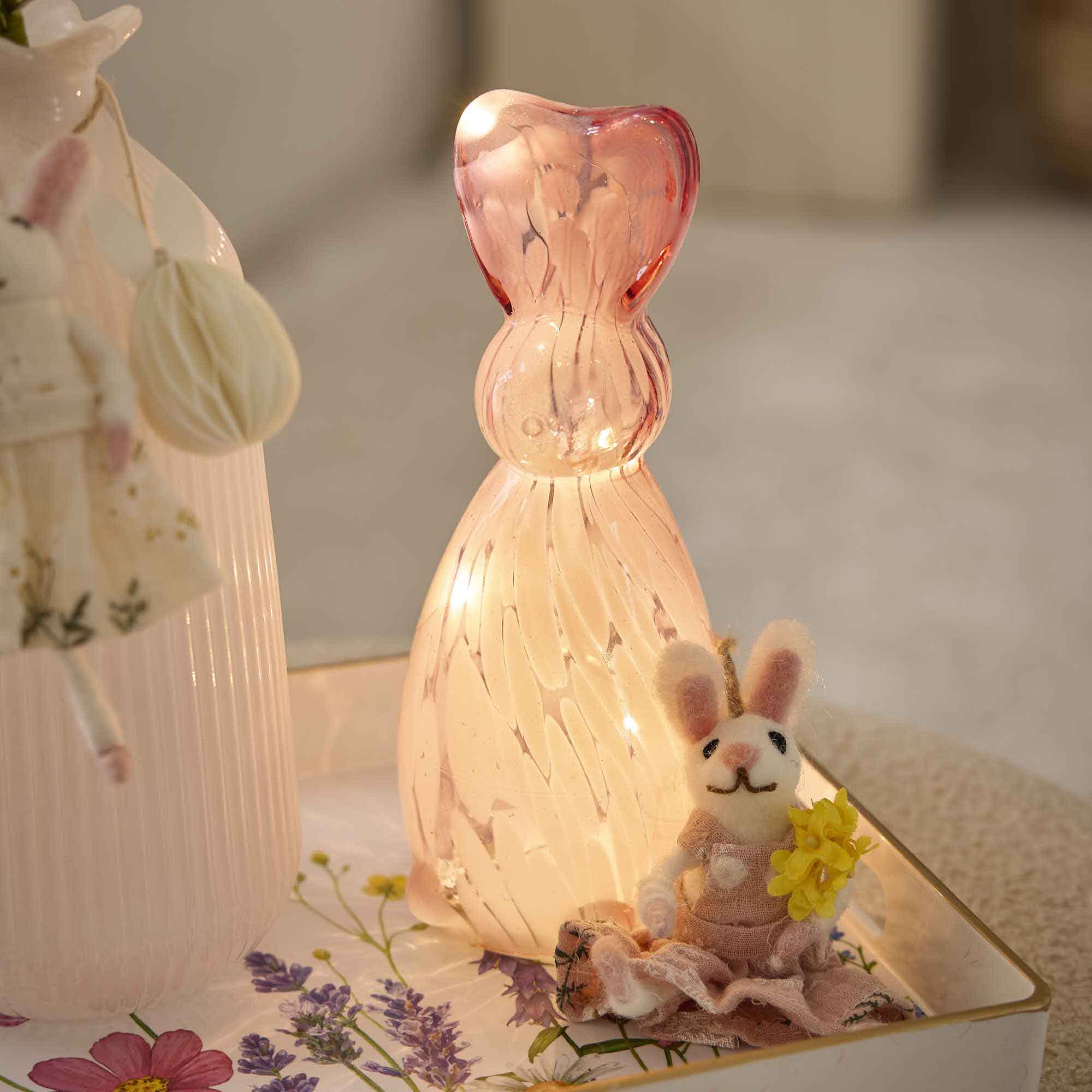 LED-Hase, rosa, 20 cm