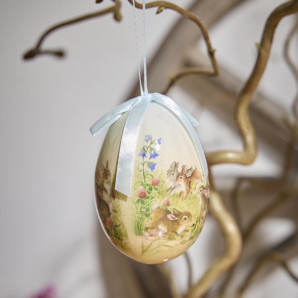 Nostalgie-Ei, Hasenfeld, 10 cm