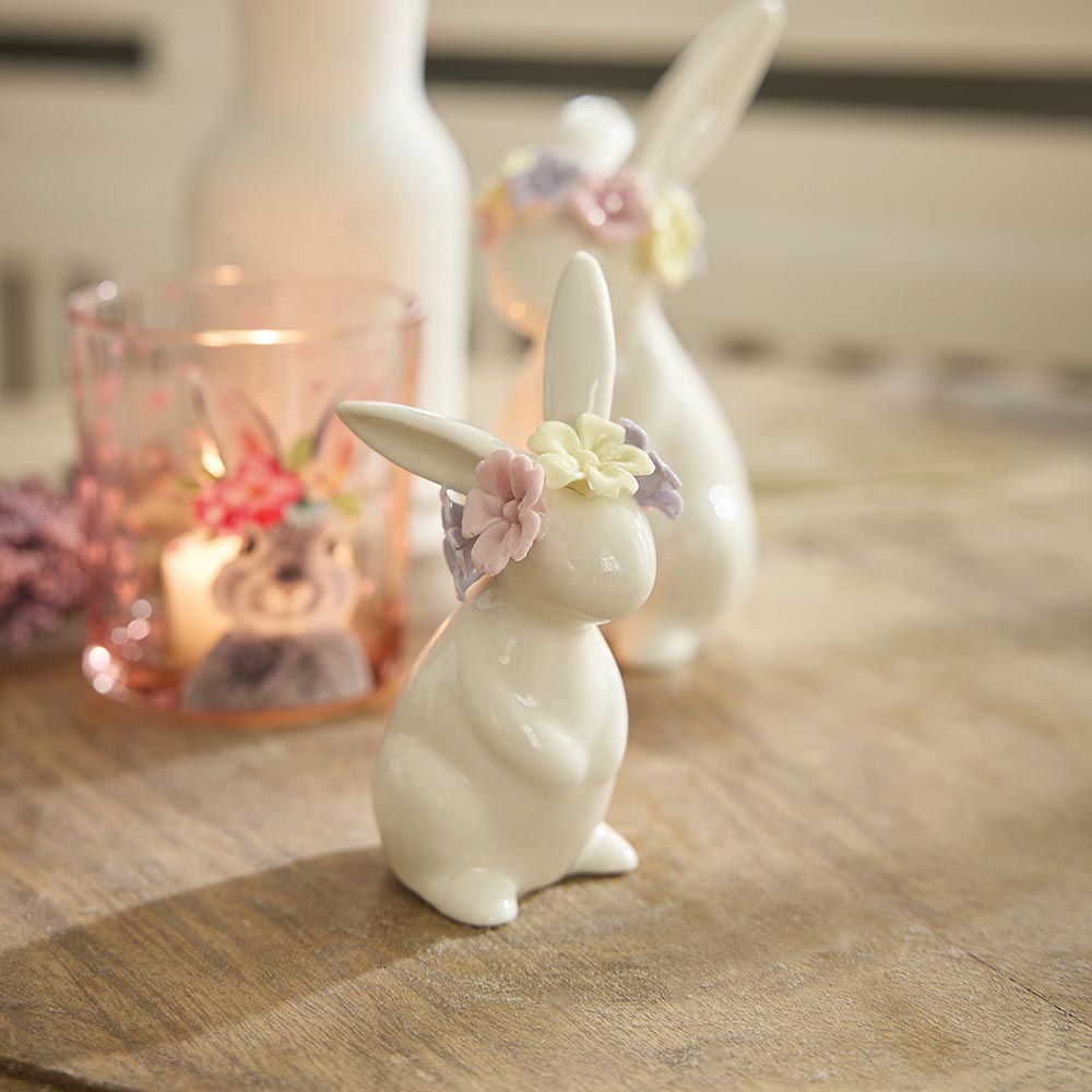 Hase Blumenkranz, weiß, 10.5 cm