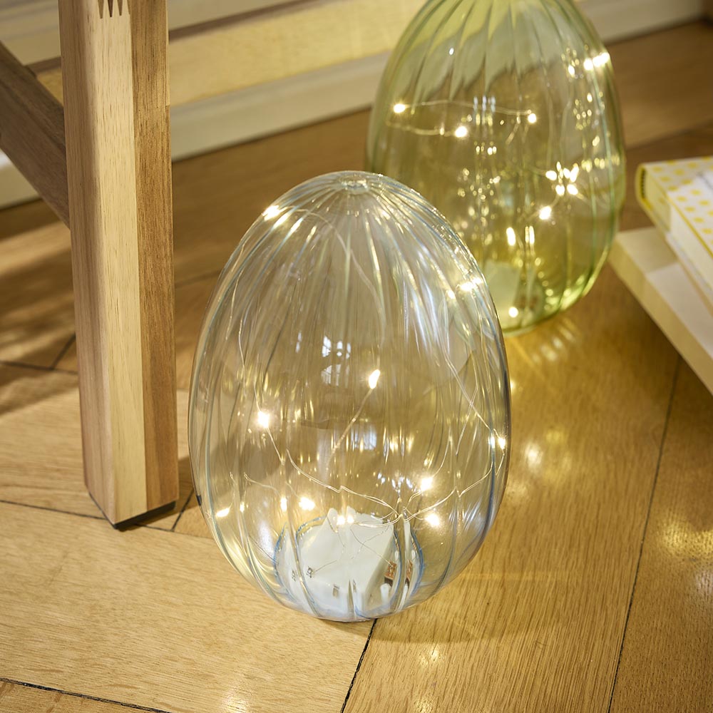 LED-Ei Transparent, blau, 20 cm