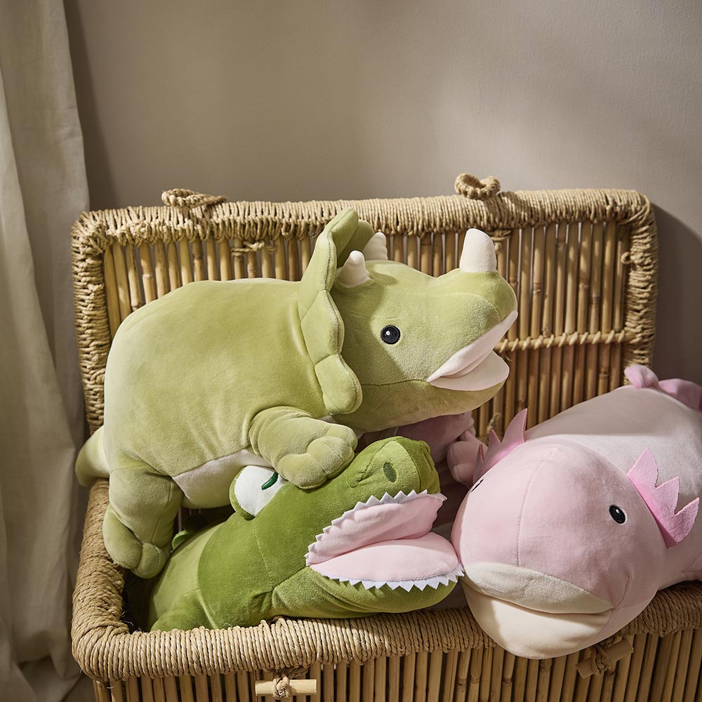 Kuscheltier Dino/grün, Maul/liegend, 55.5 cm