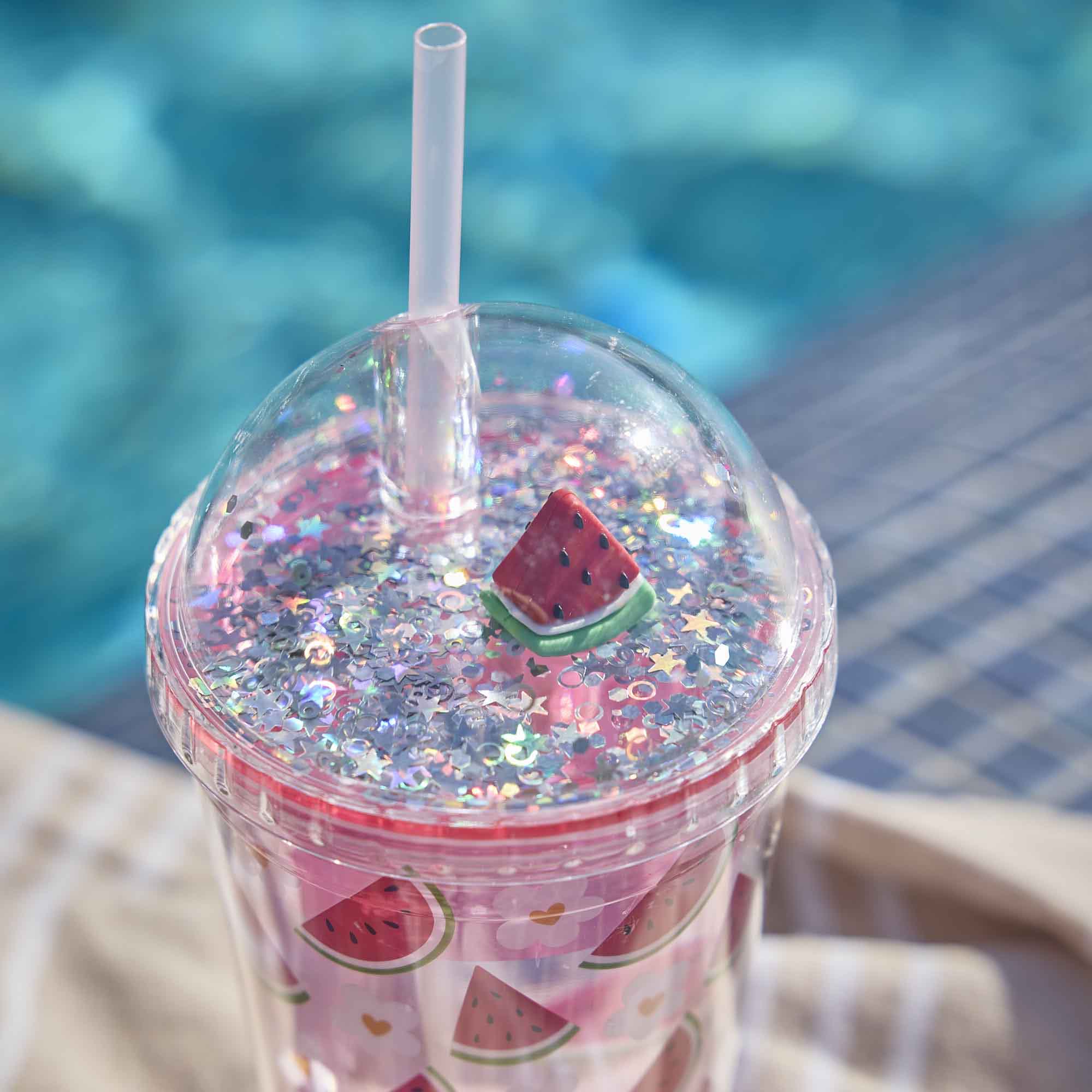 Trinkbecher Frucht, Glitter/Wassermelone, 450 ml