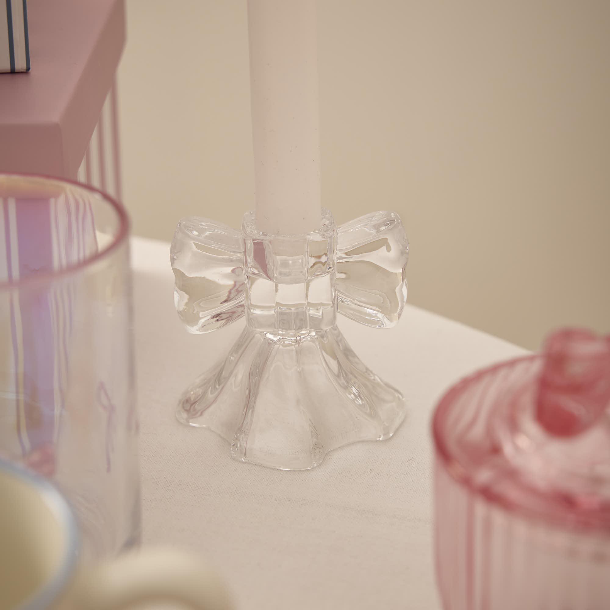 Kerzenständer Schleife, klar, 7 cm