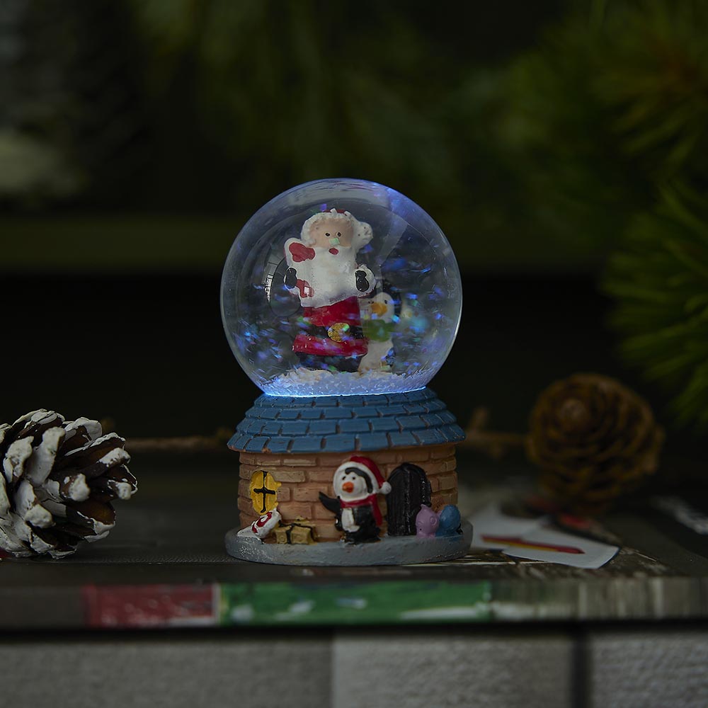 Schneekugel Haus, blau, 4.5 x 7 cm