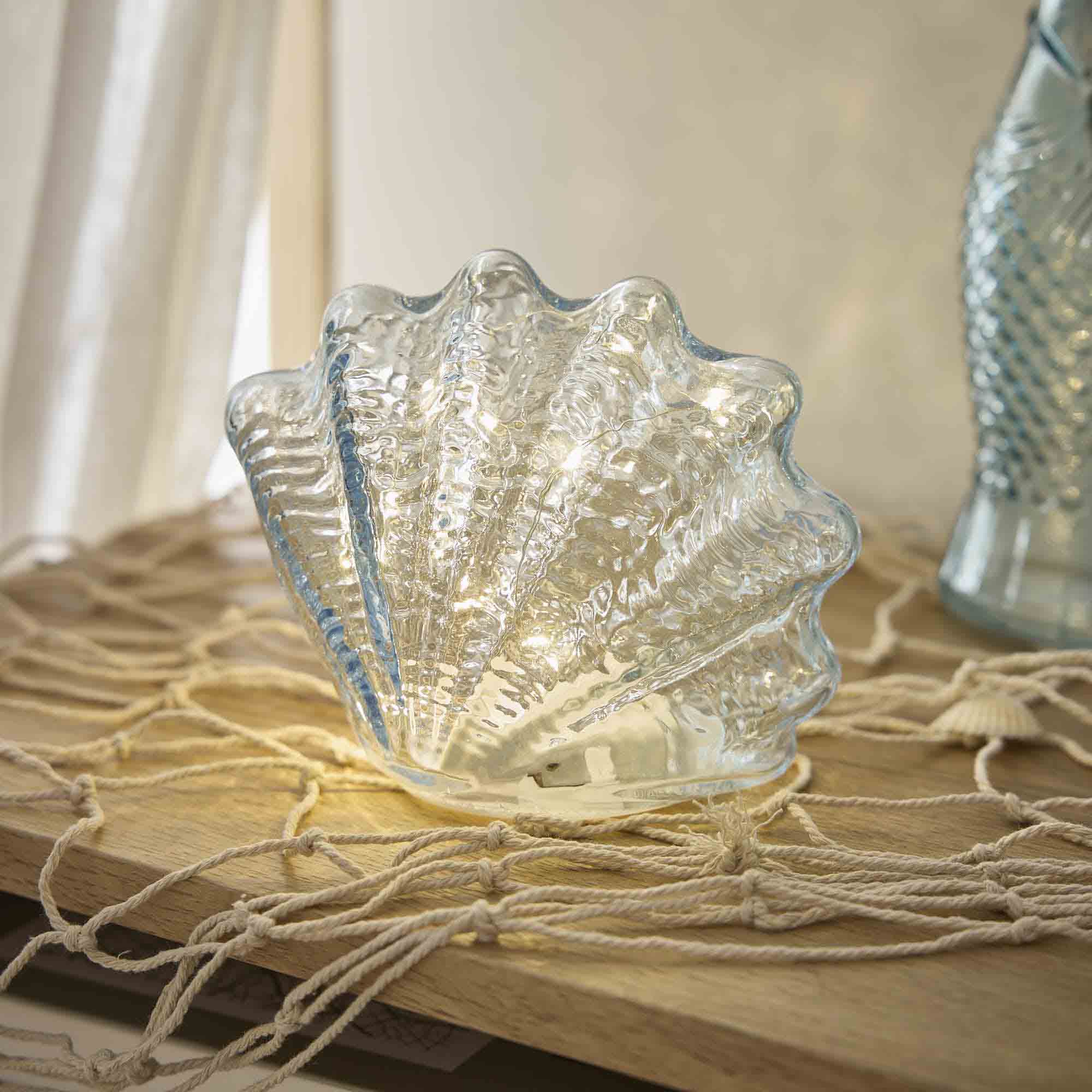 LED-Muschel, blau, 12 x 14 cm