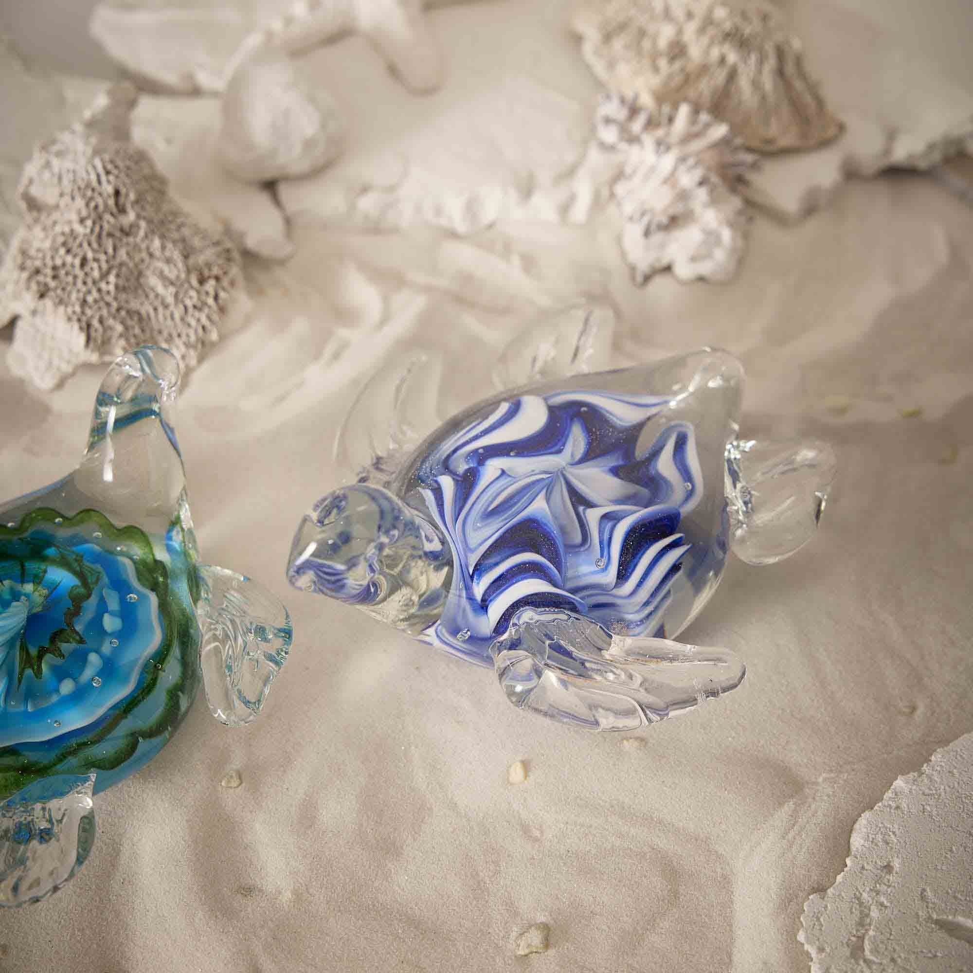 Deko-Schildkröte, blau/weiß, 12 cm