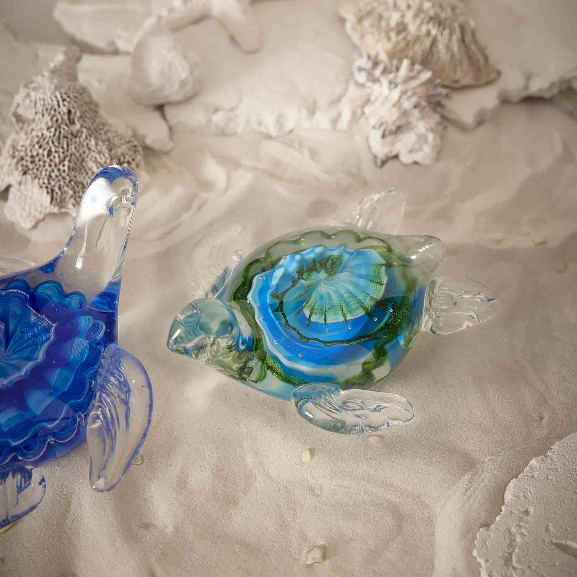 Deko-Schildkröte, blau/grün, 12 cm