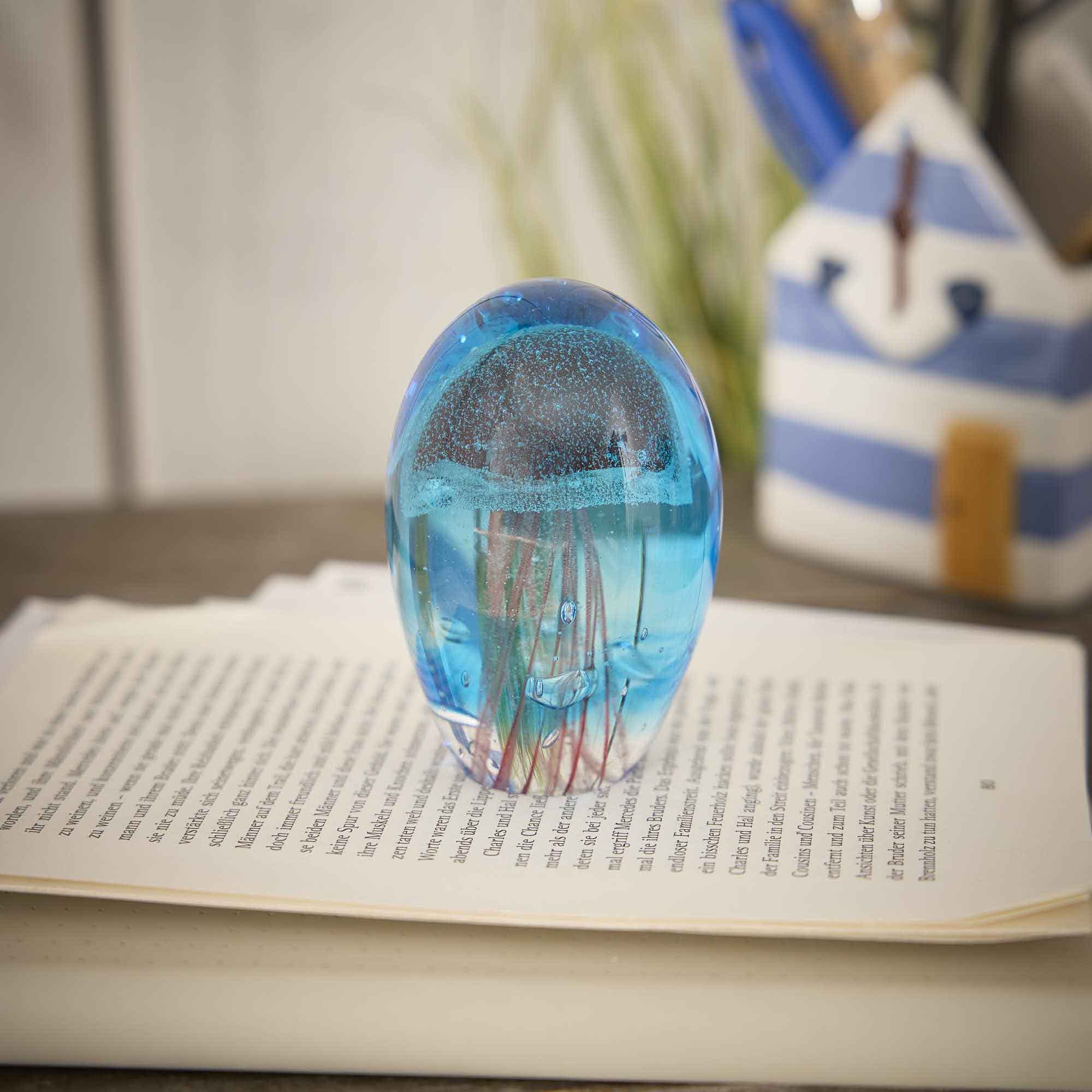 Deko-Qualle, rot/türkis, 5.5 x 9 cm