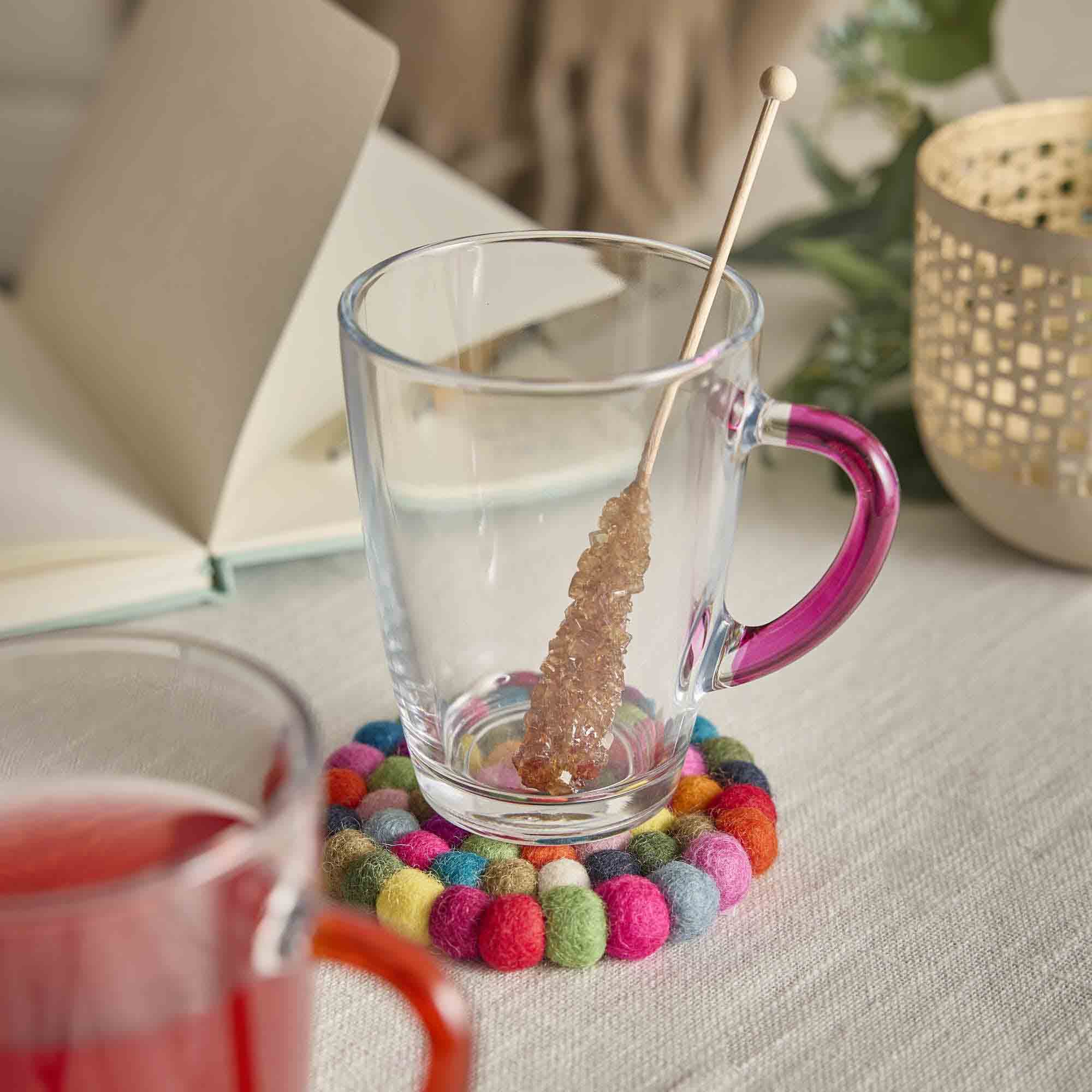 Teeglas mit Farbhenkel, pink, 350 ml