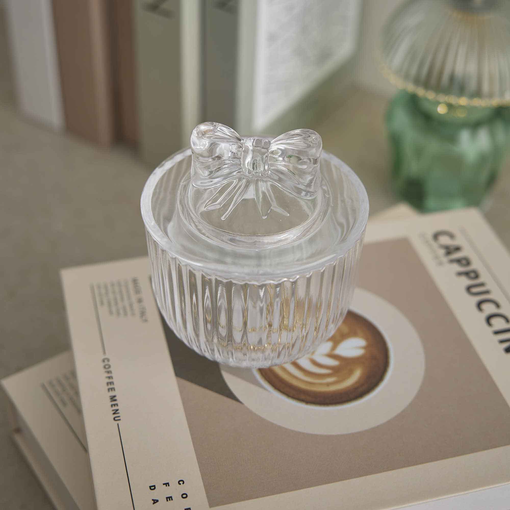 Vorratsdose Rillen/Schleife, klar, 9.3 x 10.7 cm