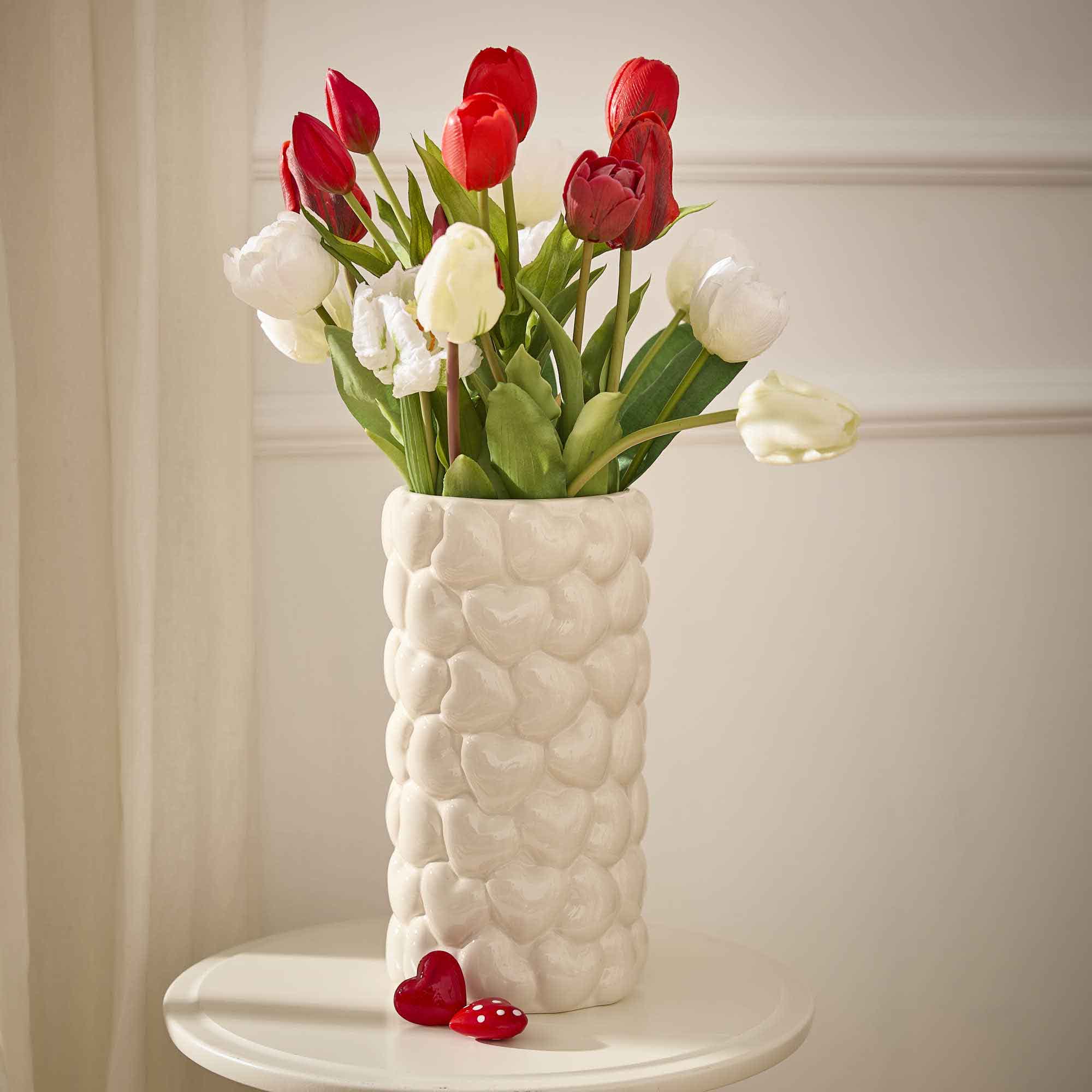 Vase Herz, weiß, 27 cm