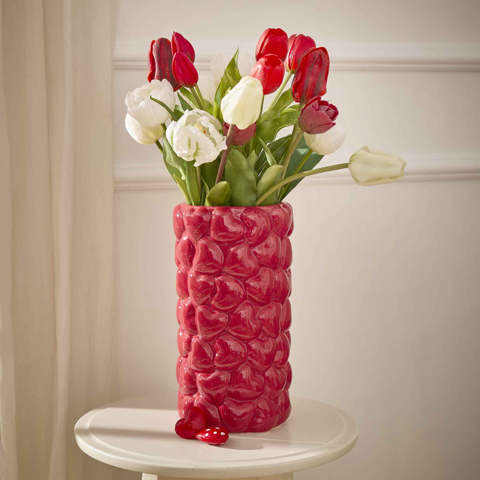 Vase Herz, rot, 27 cm