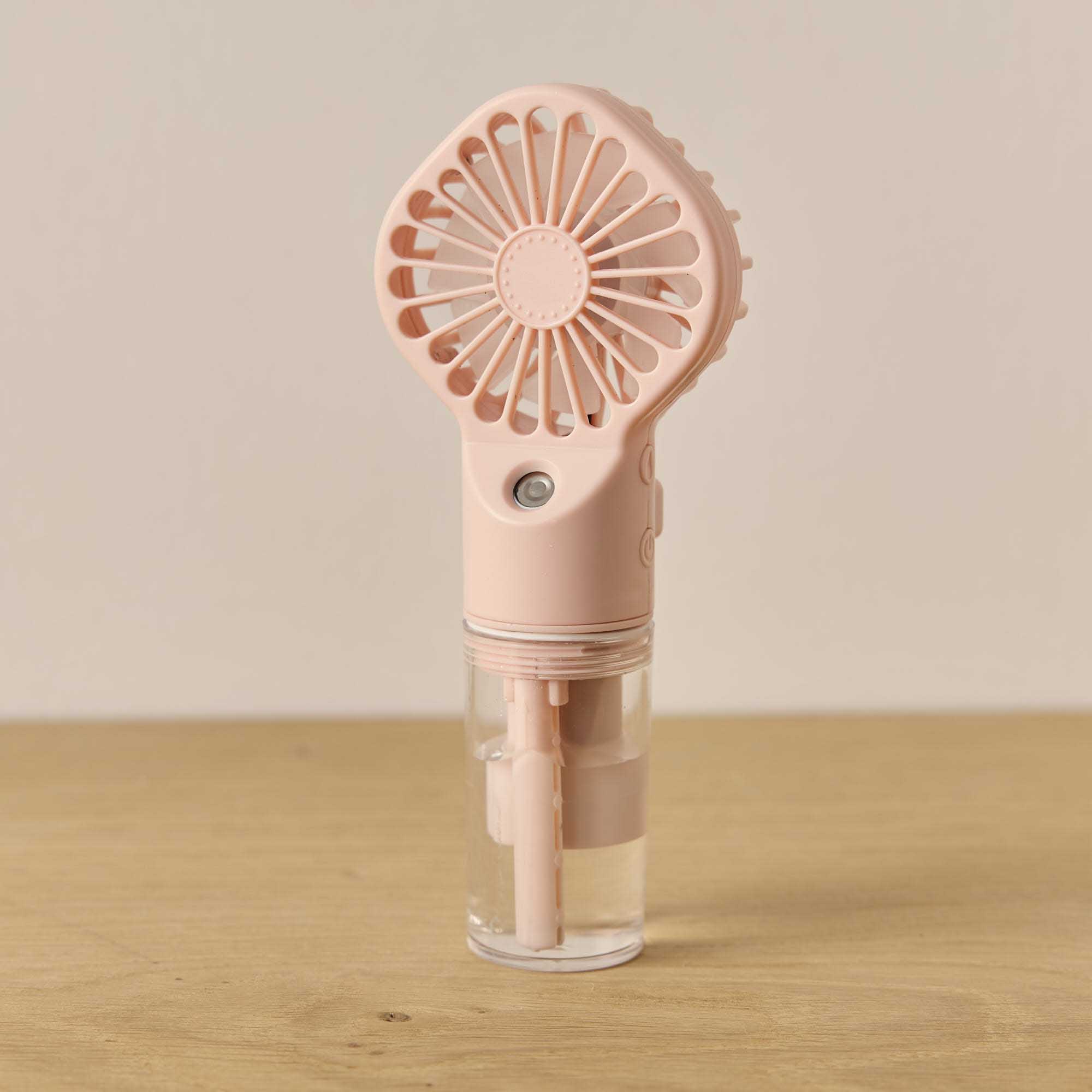 Hand-Ventilator mit Wasser-Funktion, rosa, 16 cm