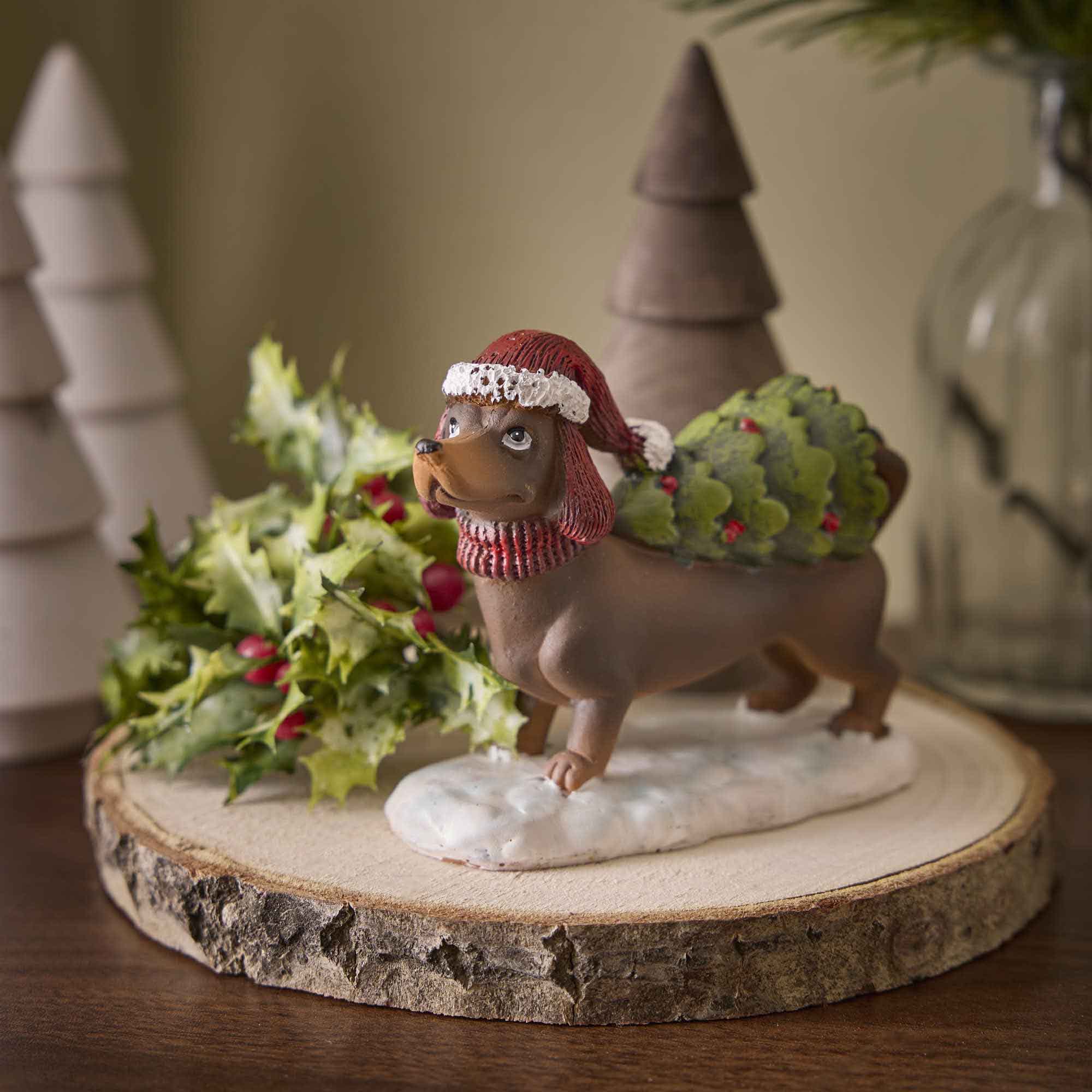 Deko-Hund Weihnachten, Tanne, 12 cm