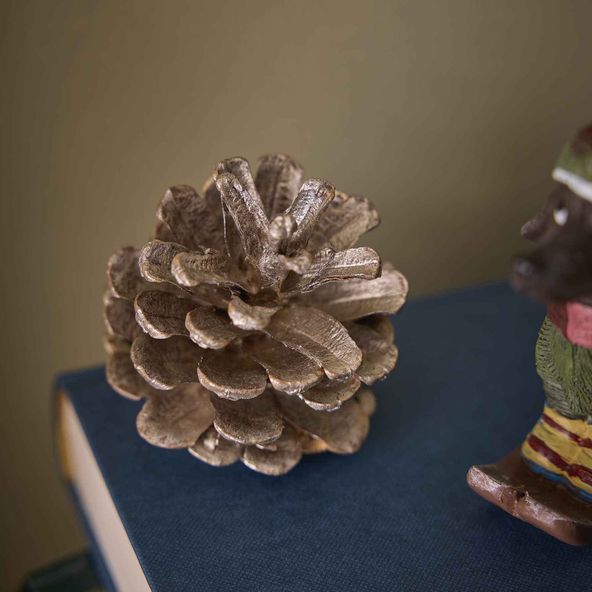 6er Set Tannenzapfen Metallic, champagner