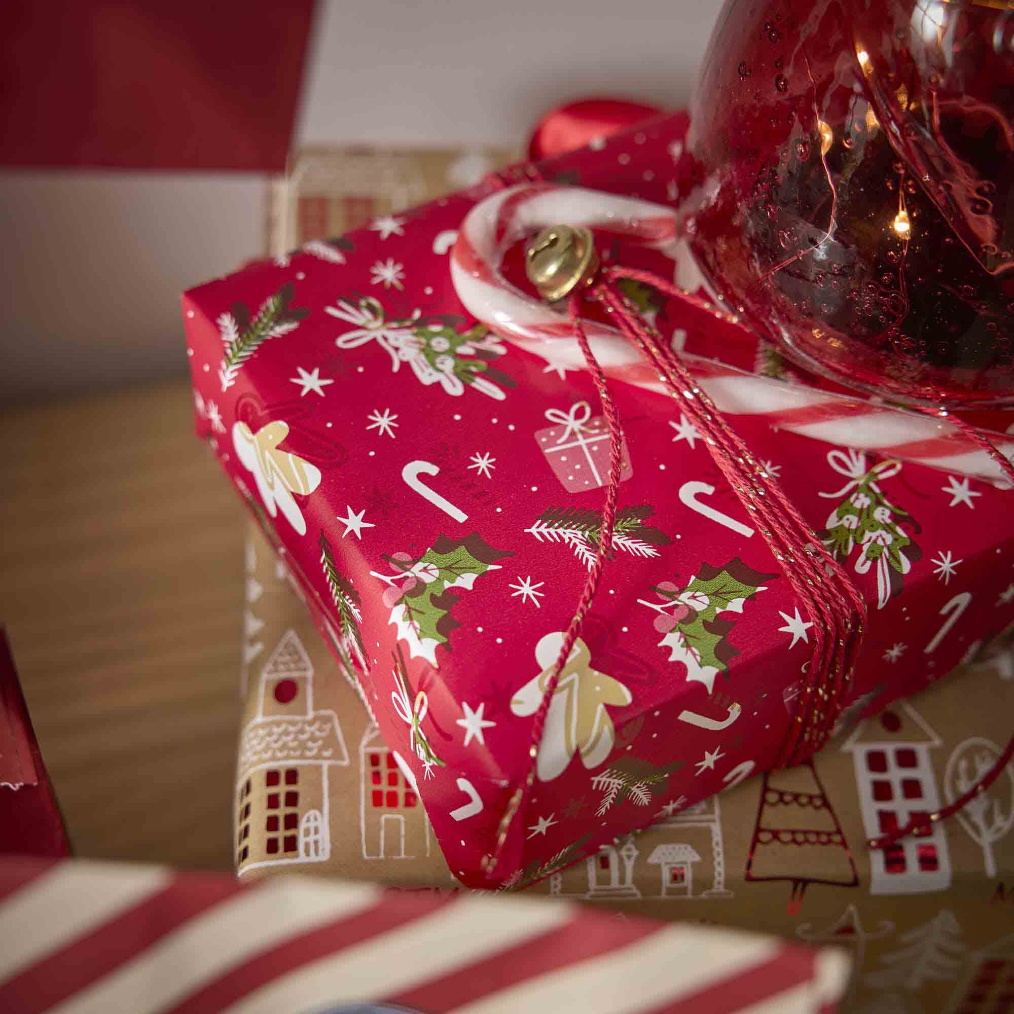 Geschenkpapier Weihnachten, Mix/rot, 2 m