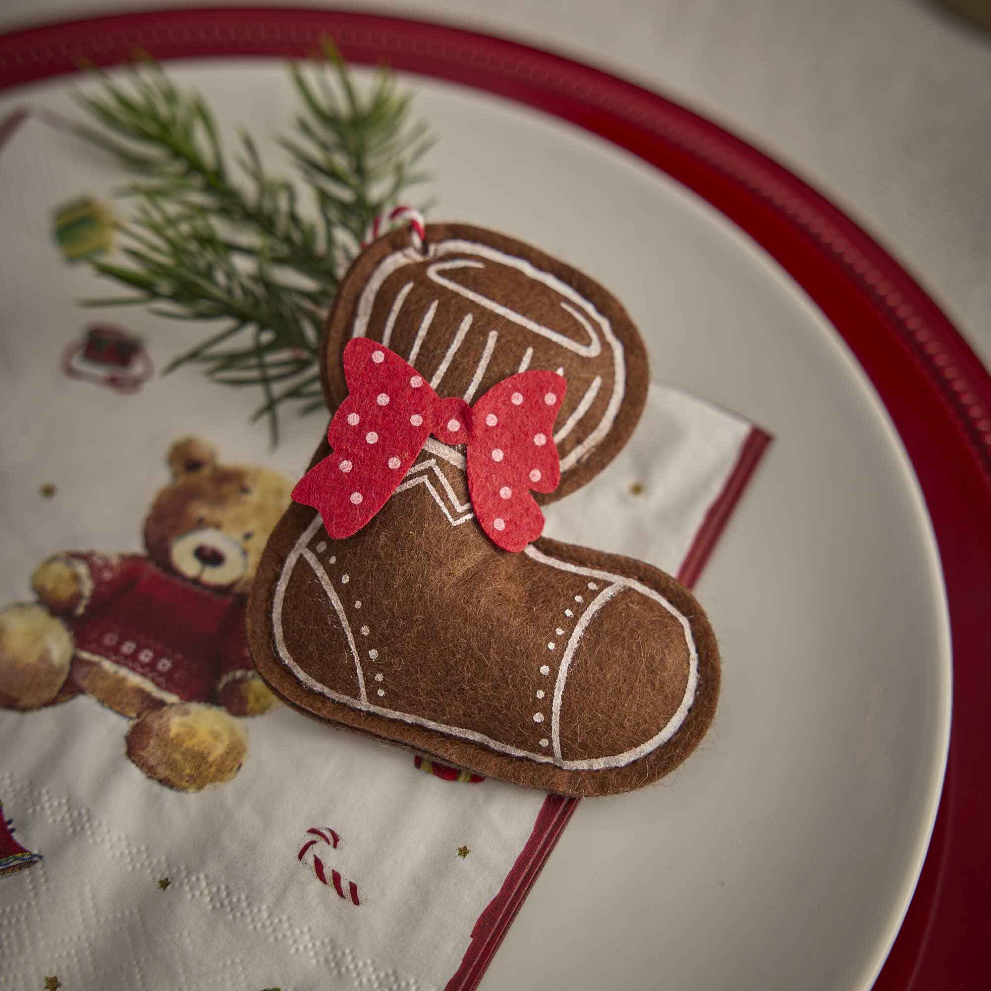 Anhänger Weihnachten, Lebkuchen-Stiefel/dunkelbraun, 9.5 cm