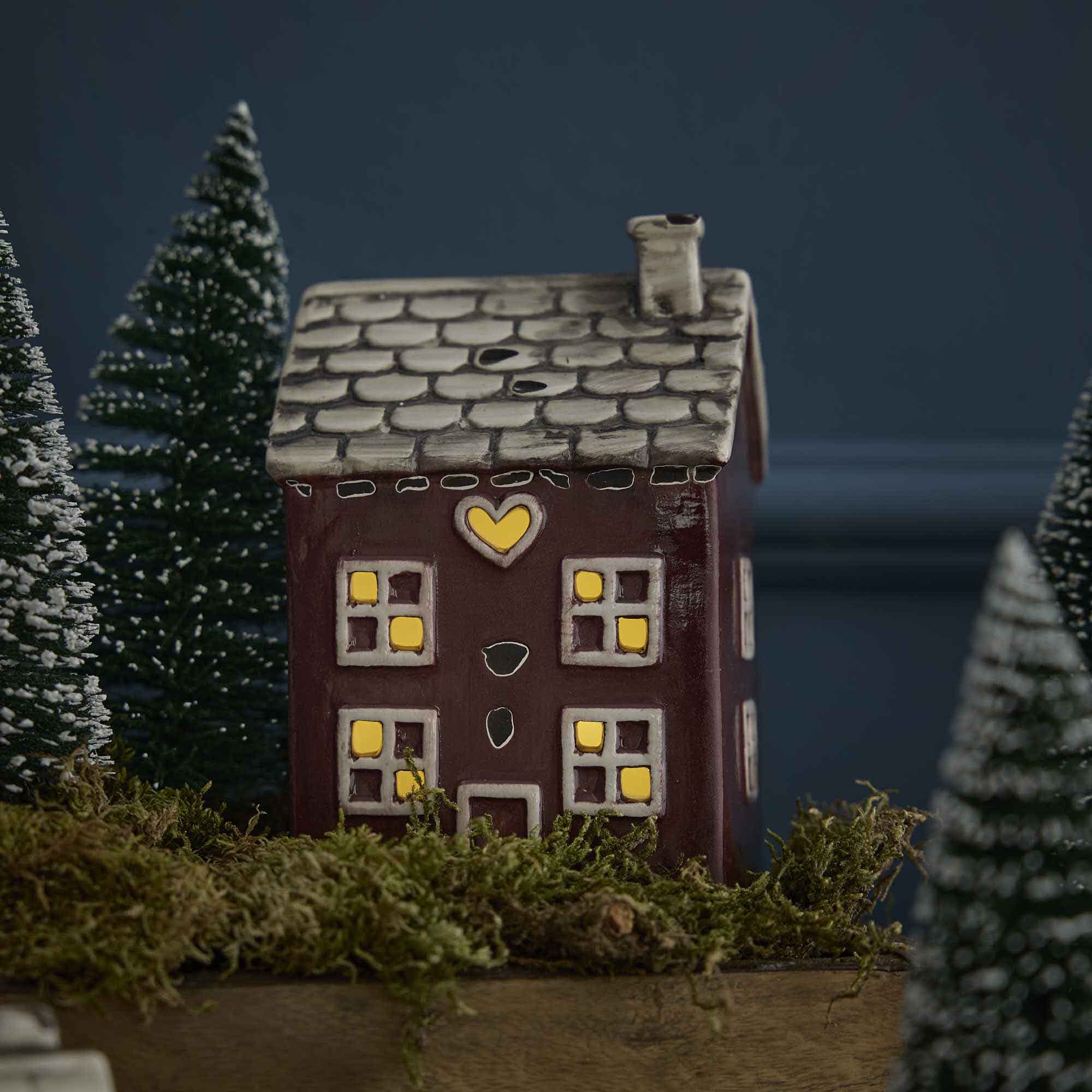 LED-Haus Rustik, Herz, 16 cm