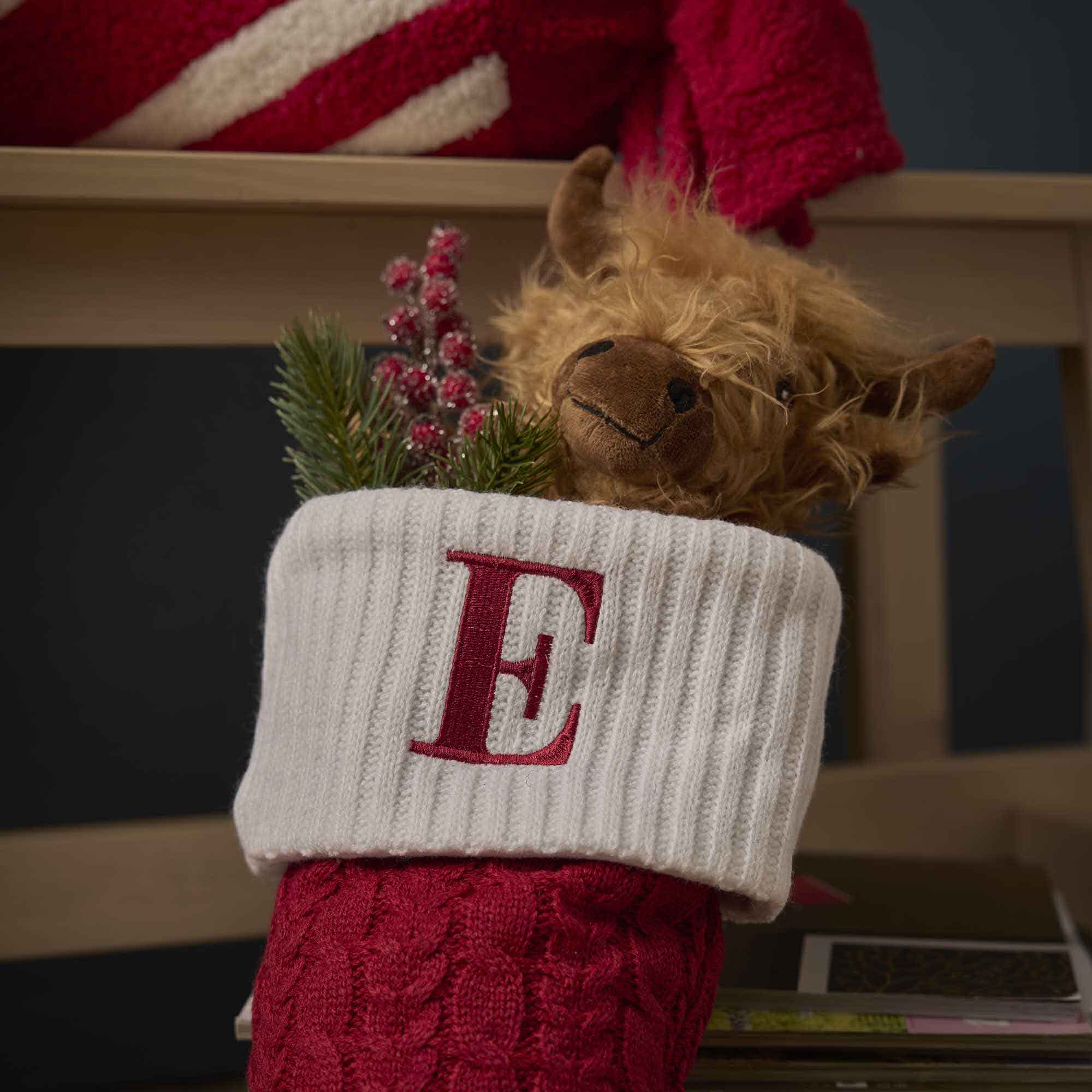 Nikolausstiefel Buchstabe, Zopf, E, 46 cm