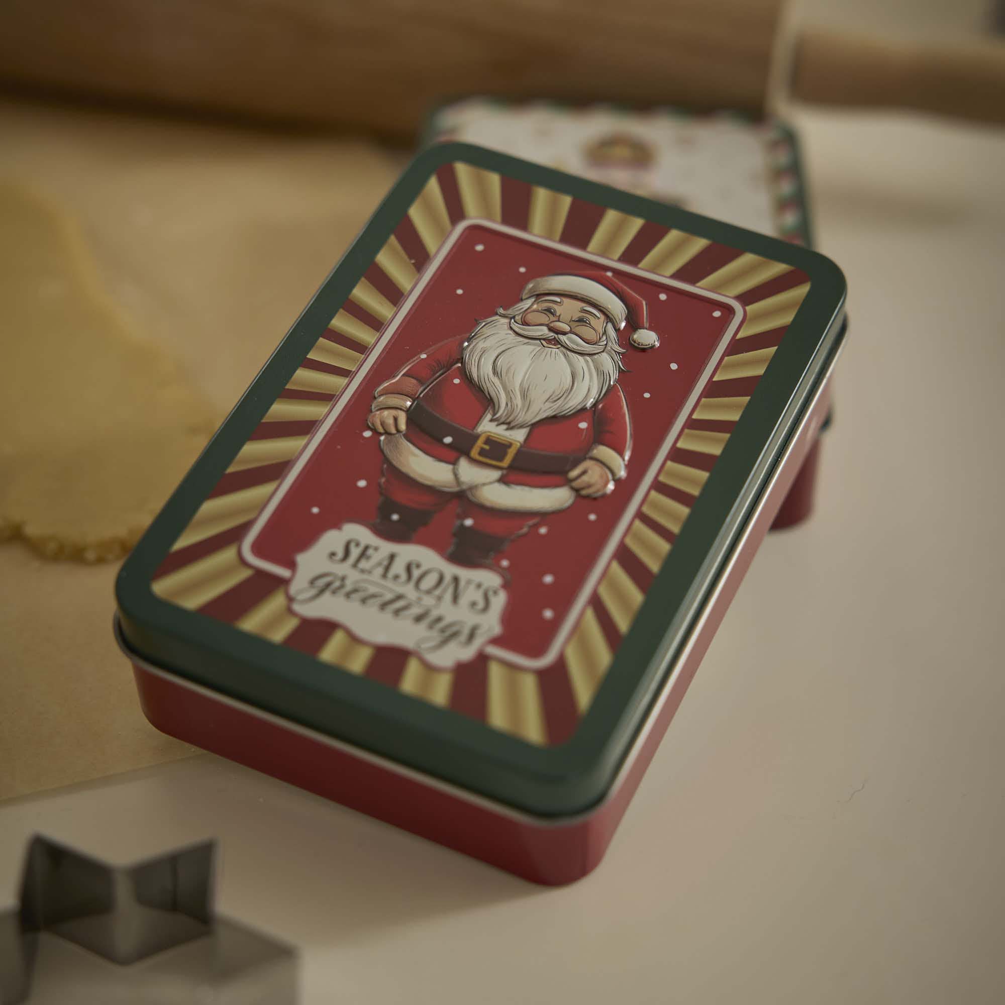 Keksdose Retro, Santa/eckig, 13.4 x 9.5 x 3.7 cm