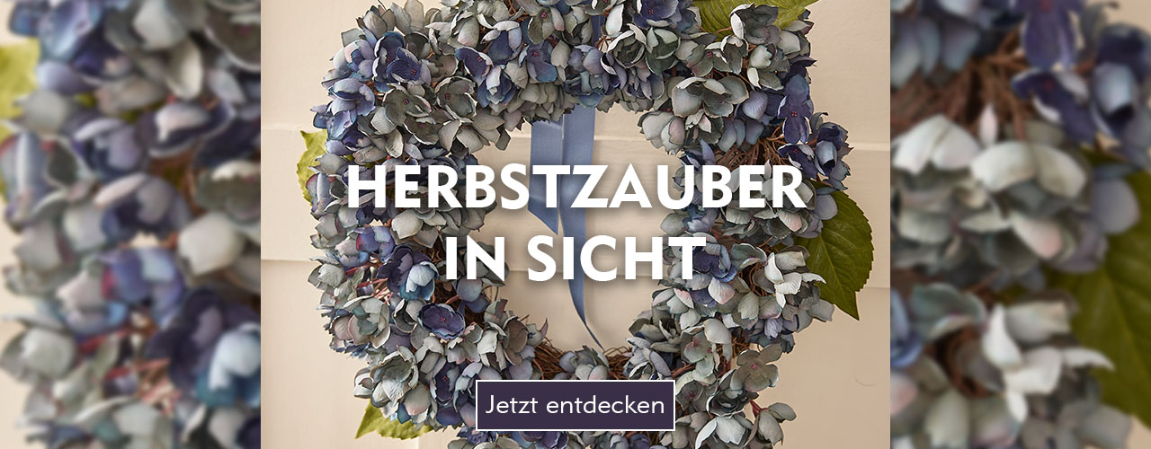 Künstlicher Hortensienkranz verlinkt auf Herbstdeko