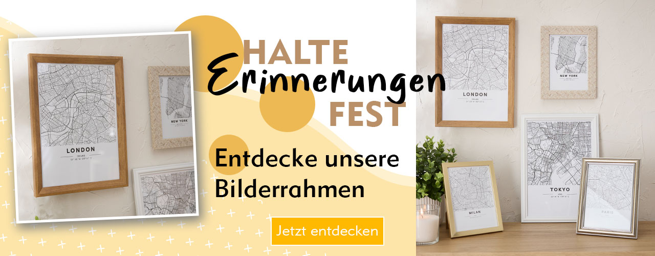 Stehende und hängende Bilderrahmen mit Städte-Einleger verlinkt auf Bilderrahmen