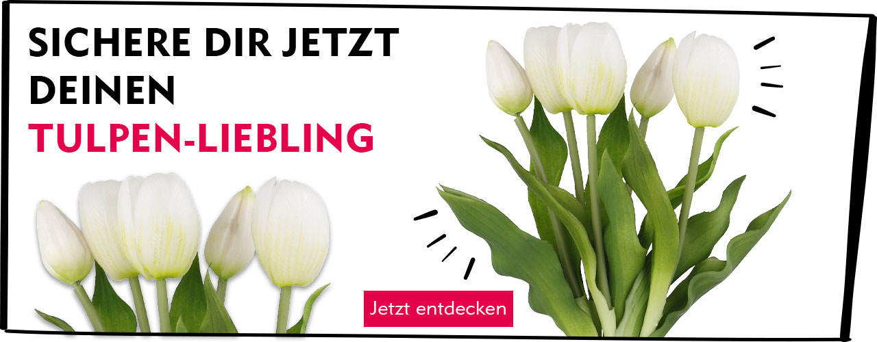 Entdecke künstliche Tulpen bei Nanu-Nana Künstlicher Tulpenstrauß in Weiß verlinkt auf die Kategorie Tulpen