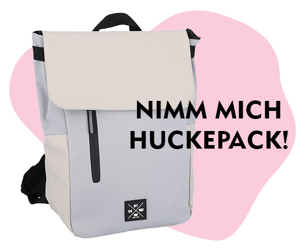 Beige-blauer Rucksack verlinkt auf Rucks&auml;cke