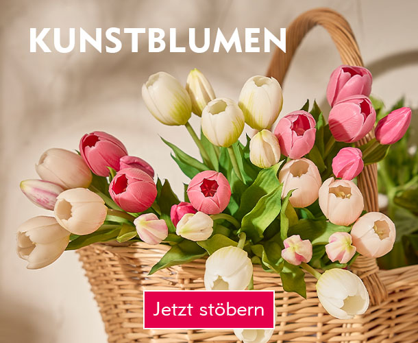 Entdecke künstliche Blumen bei Nanu-Nana Bunte Kunst-Tulpen im Weidenkorb verlinkt auf die Kategorie Kunstblumen