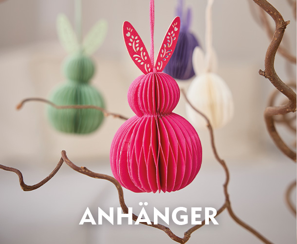 Pinker Hasen-Anh&auml;nger aus Papier verlinkt auf die Kategorie Osteranh&auml;nger