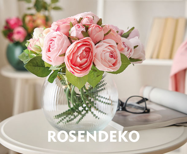 K&uuml;nstlicher Rosenstrau&szlig; in Glasvase verlinkt auf Rosendeko